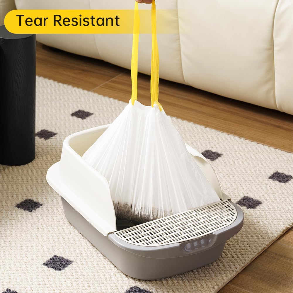 120 bolsas de basura autolimpiables para gatos, compatibles con las principales cajas de arena automáticas, bolsas de basura resistentes con cordón, capacidad de 20 libras