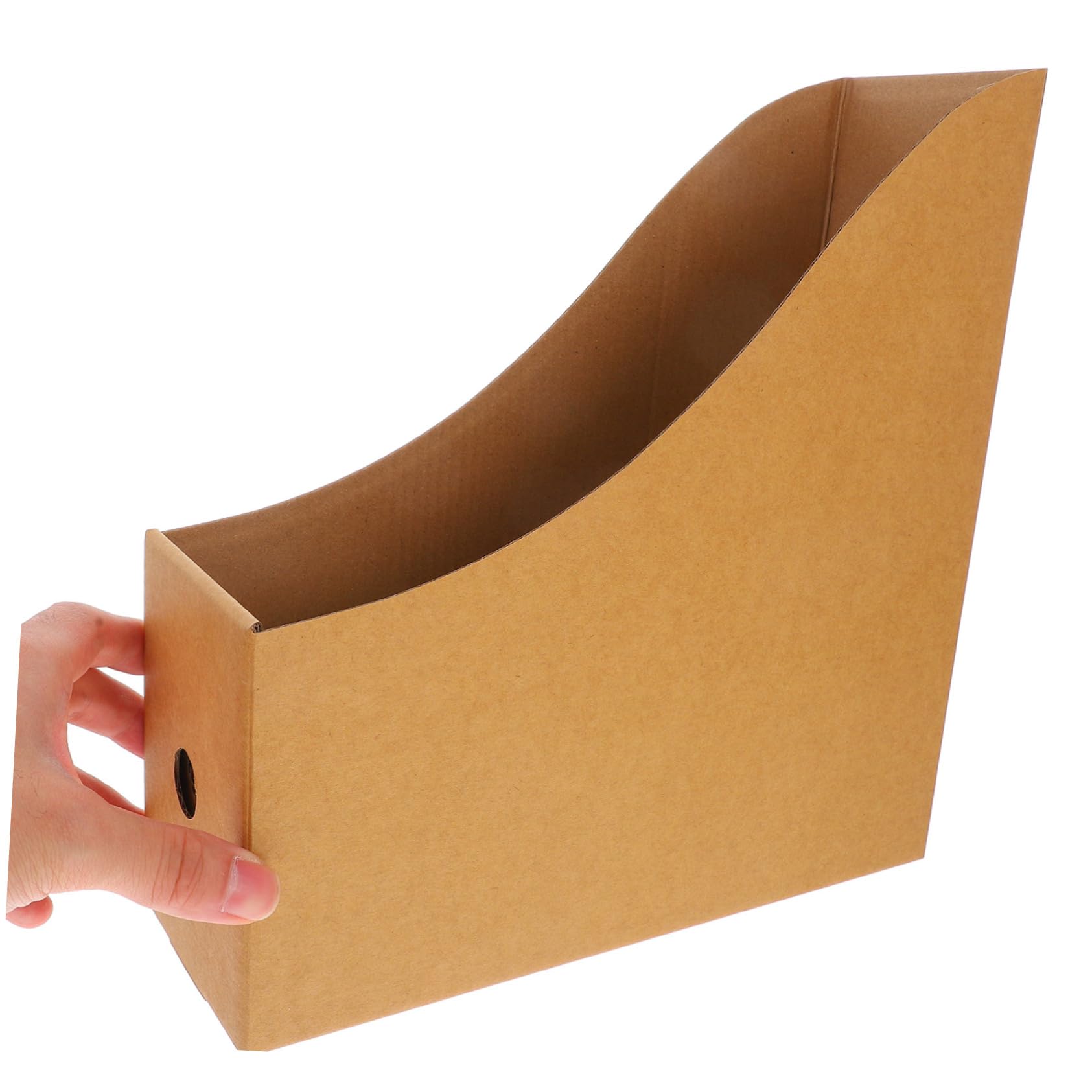 HOMSFOU 8pcs Kraft Paper Magazine File Holders Cardboard Document Organizer Label Stickers for Book Bins for Desk Shelves Brown