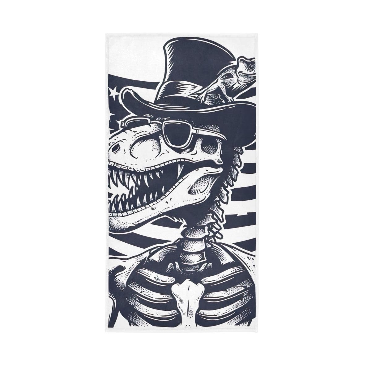 LSRCPD Skeleton Dino in Sunglasses Bath Hand Towels for Bathroom, Hand Towels for Bathroom, Shower, Hotel, Spa 15 x 30 Inches