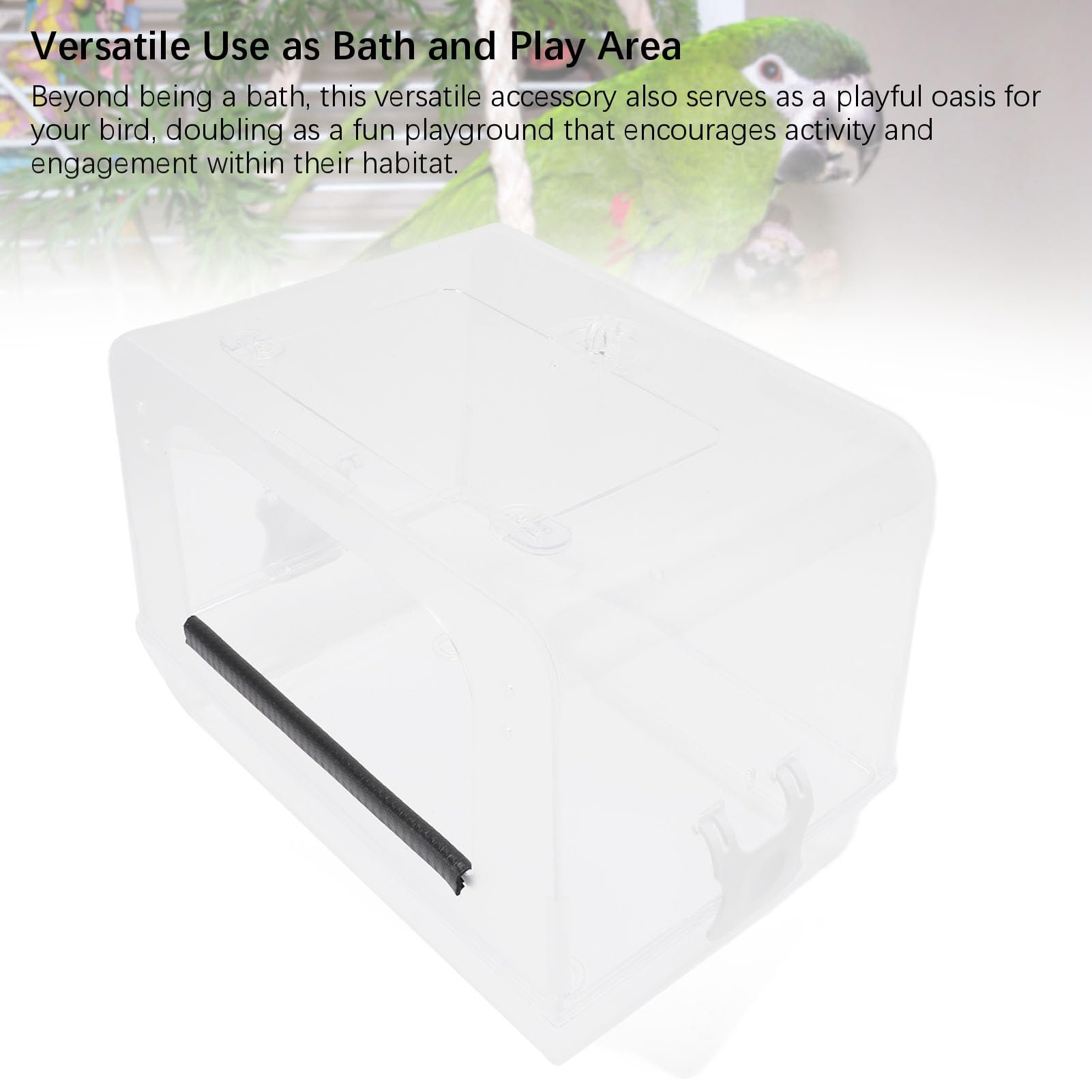 Elegante Vasca da Bagno per Uccelli in Acrilico Portatile per Gabbia, Design Spazioso, Facile da Pulire, Area Giochi per Pappagalli e Pappagalli