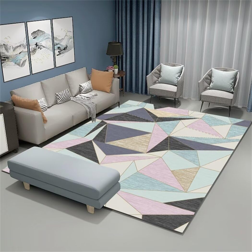Tapis long couloir lavable et grand tapis de salon bleu moderne