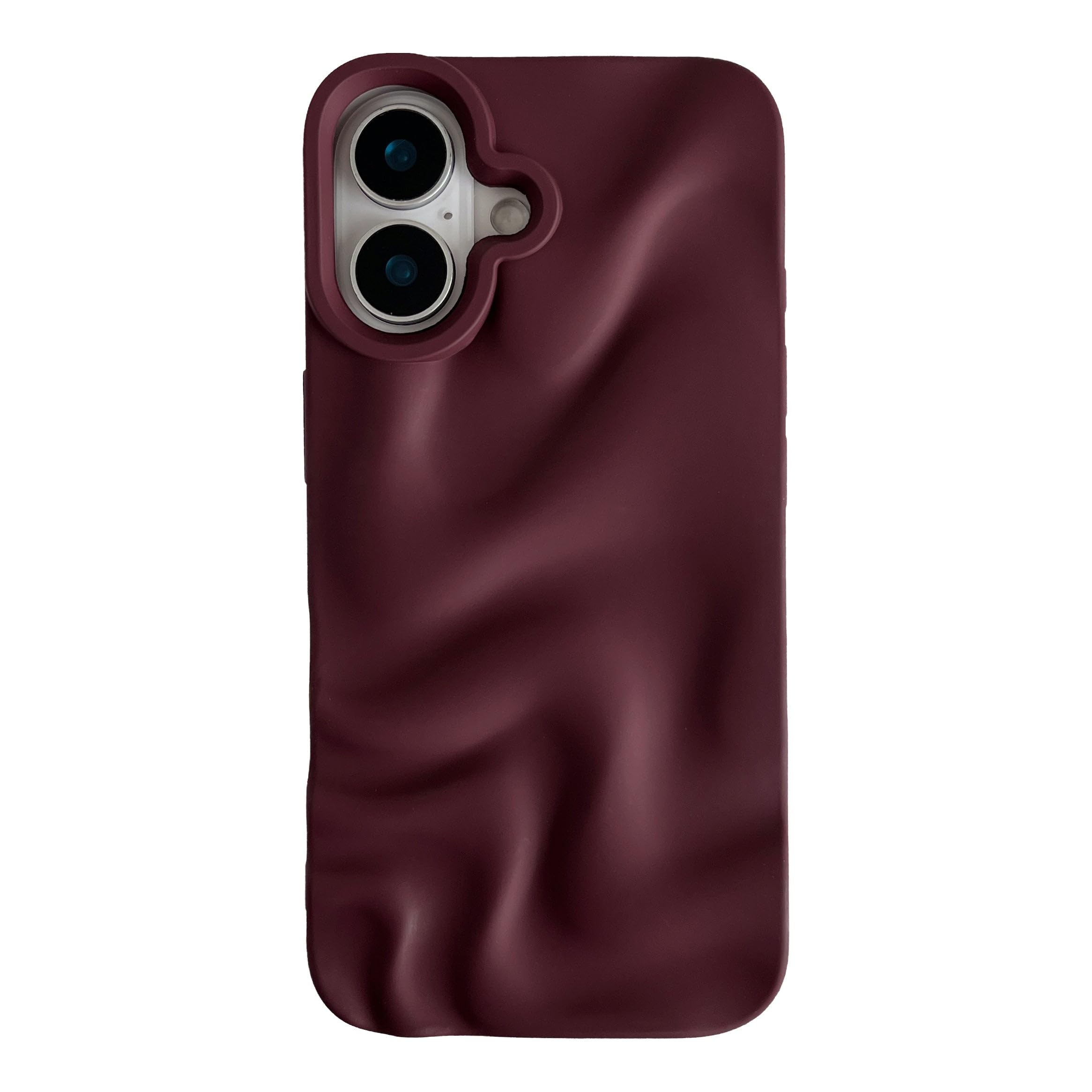 Caseative for iPhone 16 Case,Water Ripple Pattern Wave Phone Case (Wine Red)