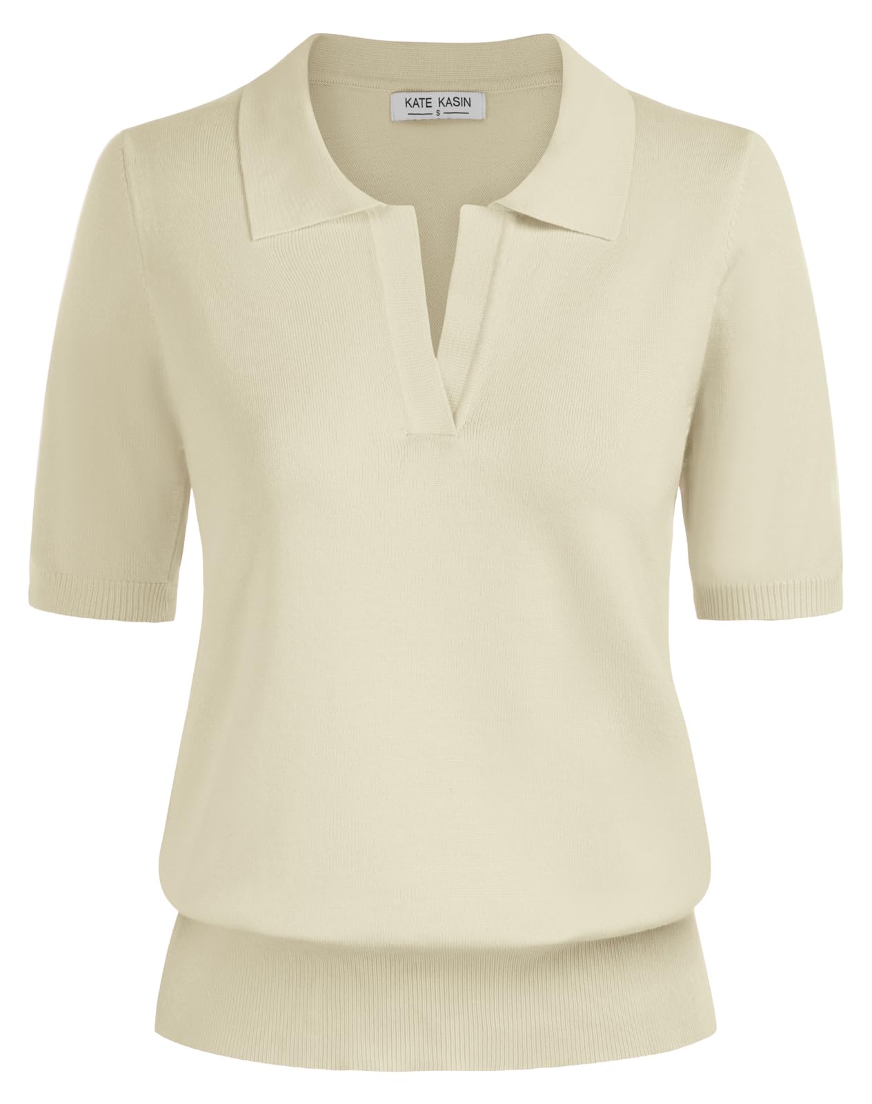 Women's Short Sleeve Classic V Neck Collared Casual Polo Sweater Tops | Basic Lightweght Knitted Fashion Work Business Formal Daily Wear Versatile Pullover Shirts