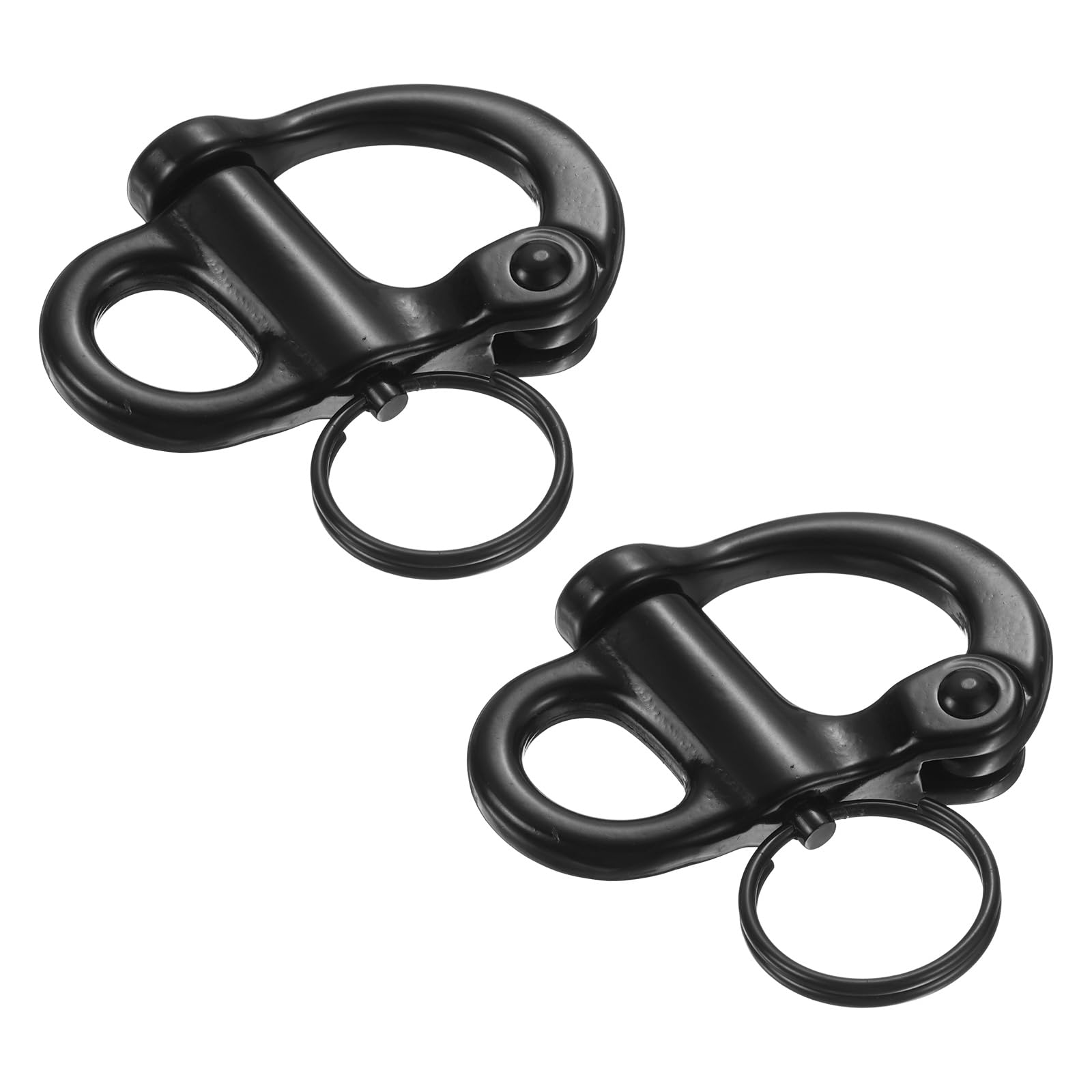 PATIKIL Quick Release Shackle 52mm, 4Pcs 316 Stainless Steel Fixed Bail Snap Shackle Boat Sail Connector for Outdoor Camping Nautical Ships Industrial Hoisting Pet Chains, Black