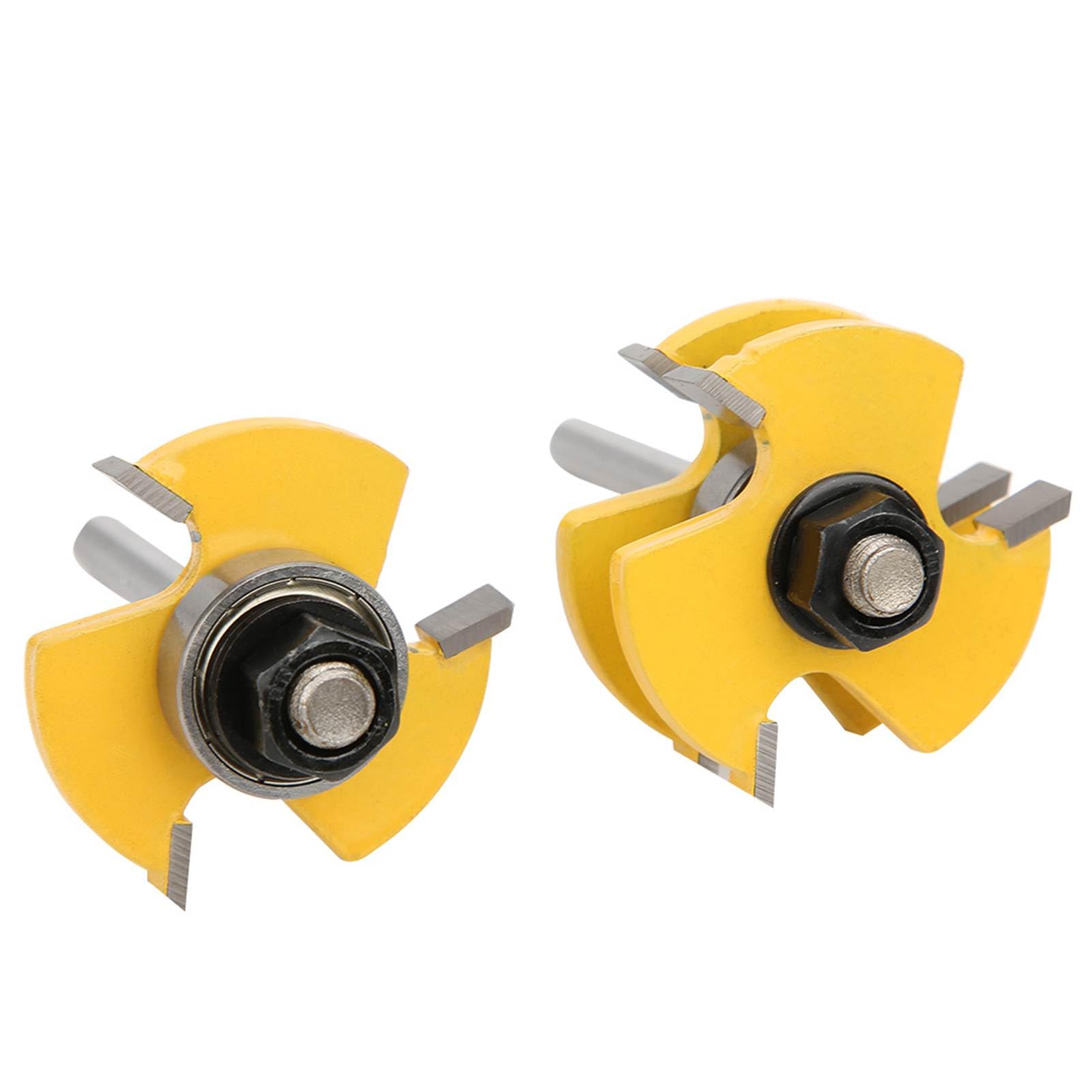 Ensemble de Bits de Routeur en Forme T 2PCS, 3 Dents 1/4 Pouce, Outils Travail du Bois élevé pour le Bois, le MDF, la Planche Particules et contreplaqué avec Lames en Alliage