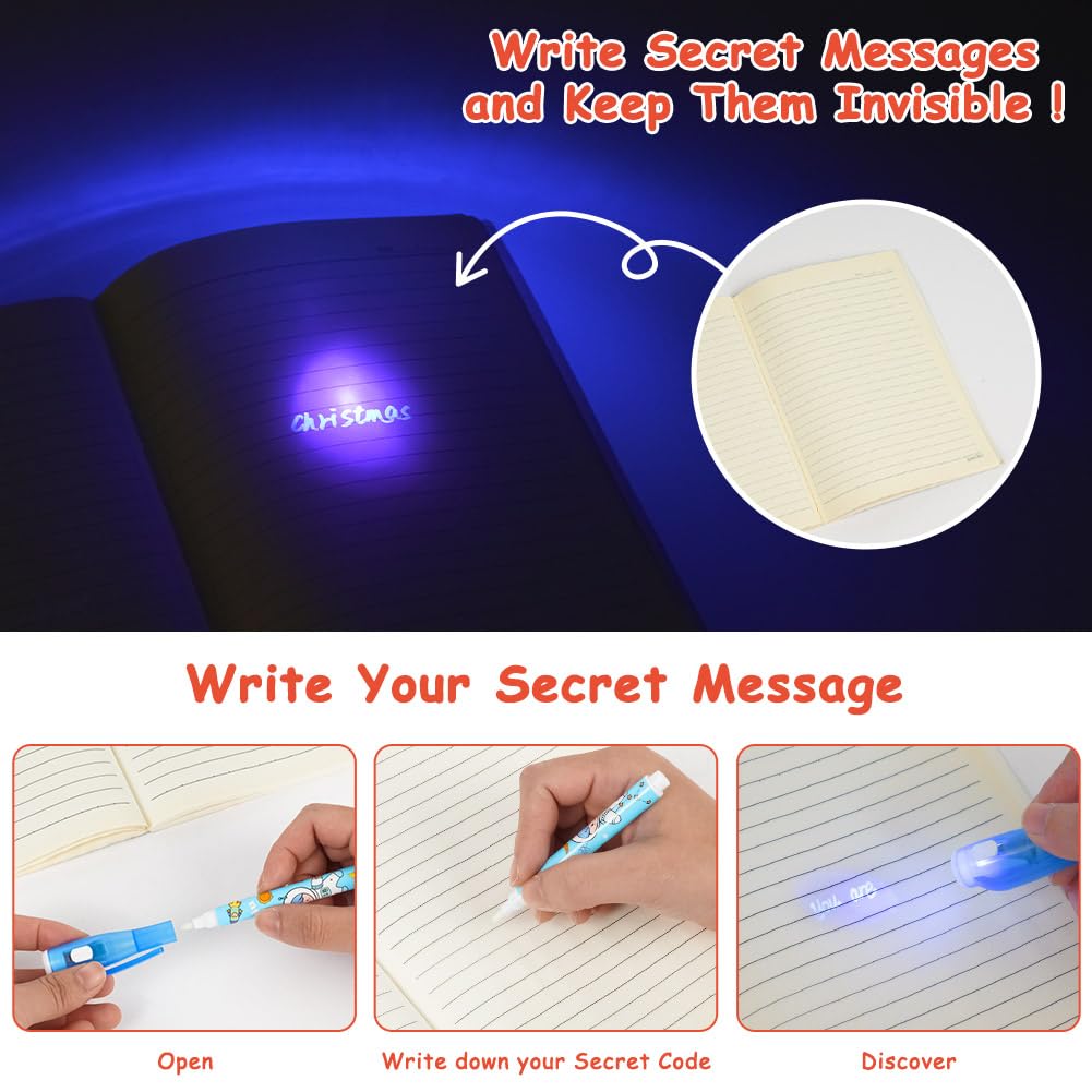 pen 14pcs Cartoon Spy with UV Light - Image 4
