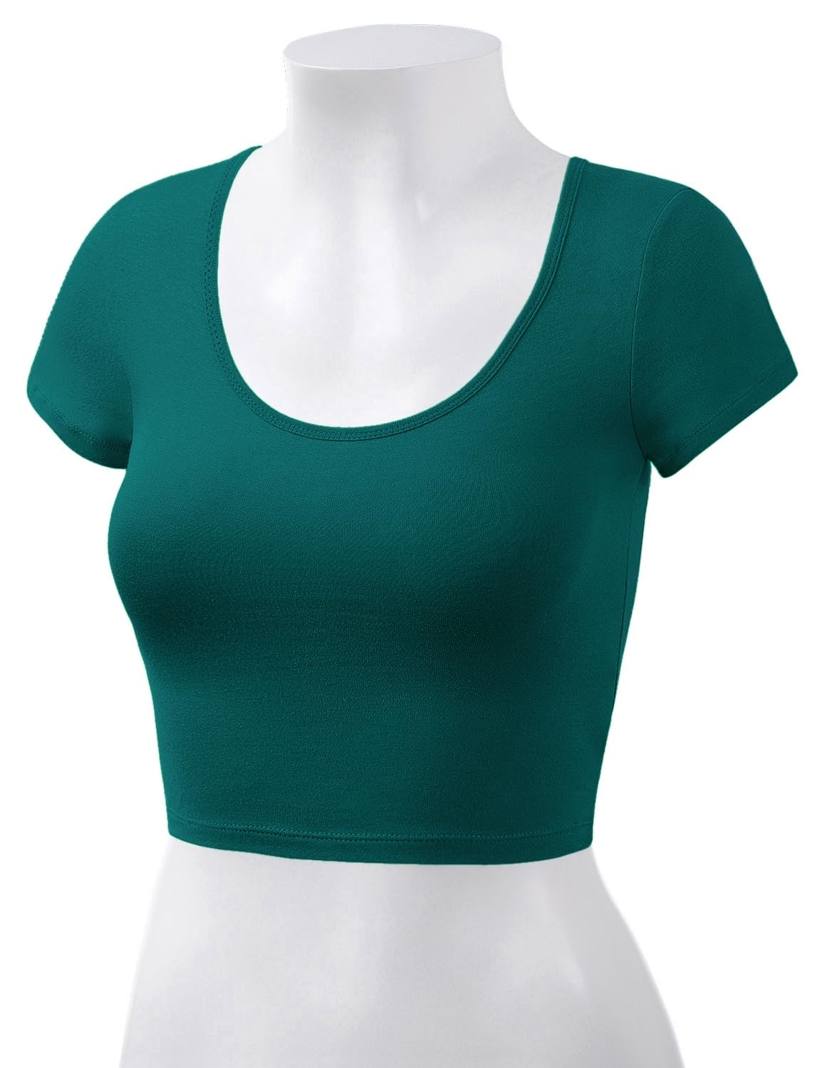 Women's Cotton Crop Tops Short Sleeve Scoop Neck Stretchy Casual Shirt