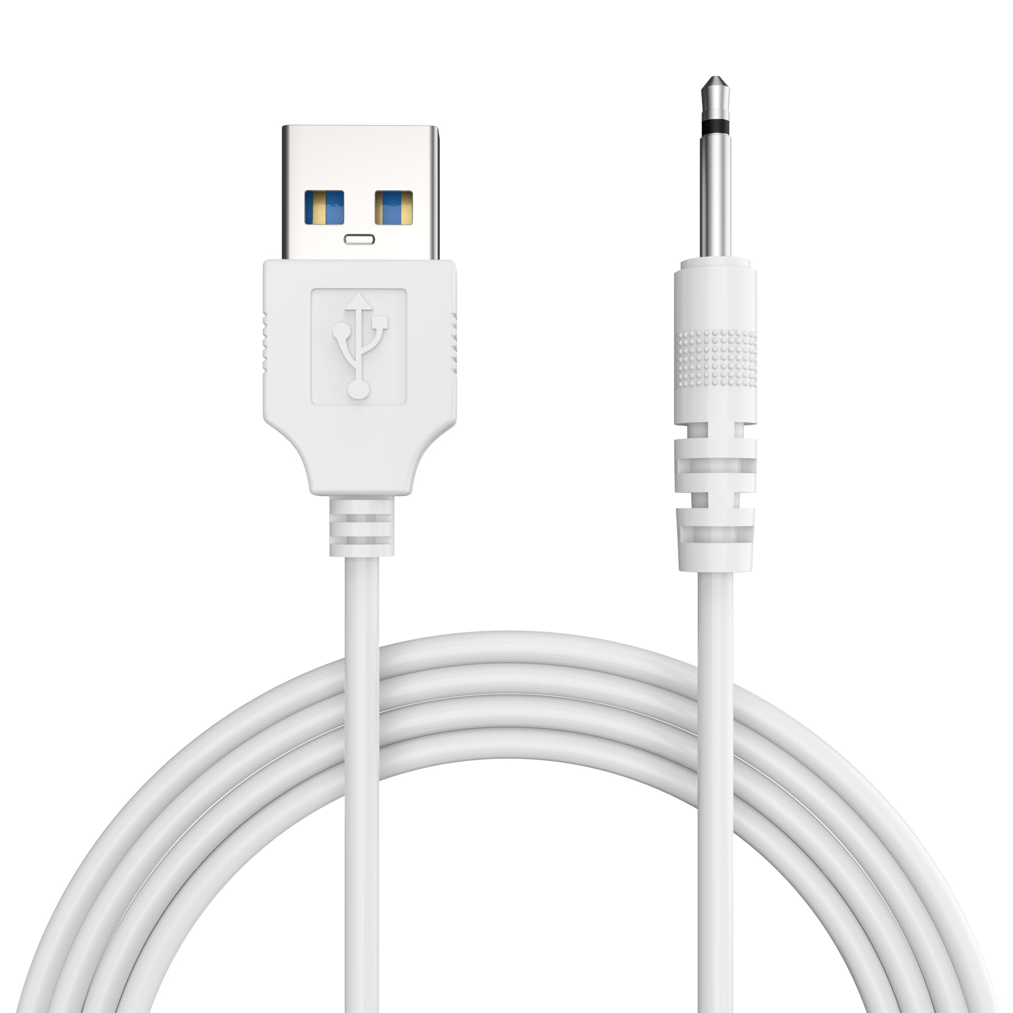 Sounce 2.5mm Jack USB to DC Charging Cable | 2.5mm to USB Power Cord for Toys, Beauty Devices, Massagers & More | 80cm Durable Charging Cable (White)-picture-8
