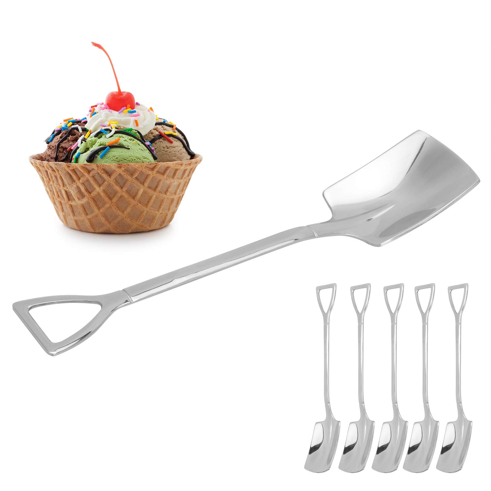 AXspeed Cucchiai natalizi, 6 cucchiai in acciaio inox con ciondolo natalizio per caffè, cucchiaini da tè, cucchiaini da dessert, con scatola regalo (argento