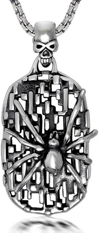 Rock domineering creative skull spider necklace pendant military license