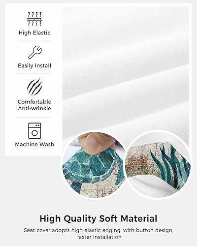 Vista 5 de Vandarllin Funda para silla de oficina, diseño de tortuga marina, elástica, universal, para computadora, diseño de animales marinos, temática