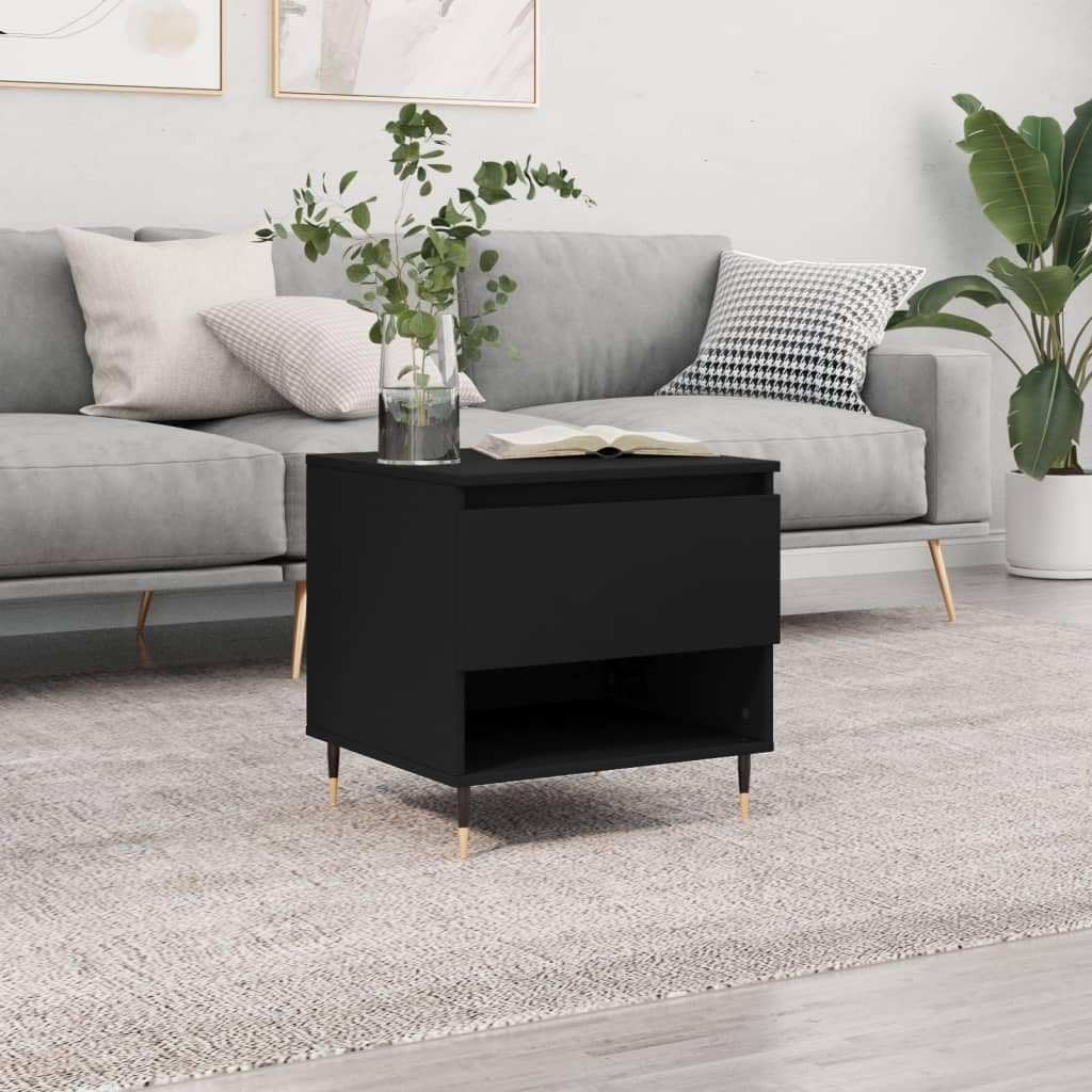Homgoday Tavolino da caffè nero, 50 x 46 x 50 cm, in legno ingegnerizzato, tavolino da tè per soggiorno, sala d'accoglienza degli ospiti, camera da letto e ufficio, tipo 1