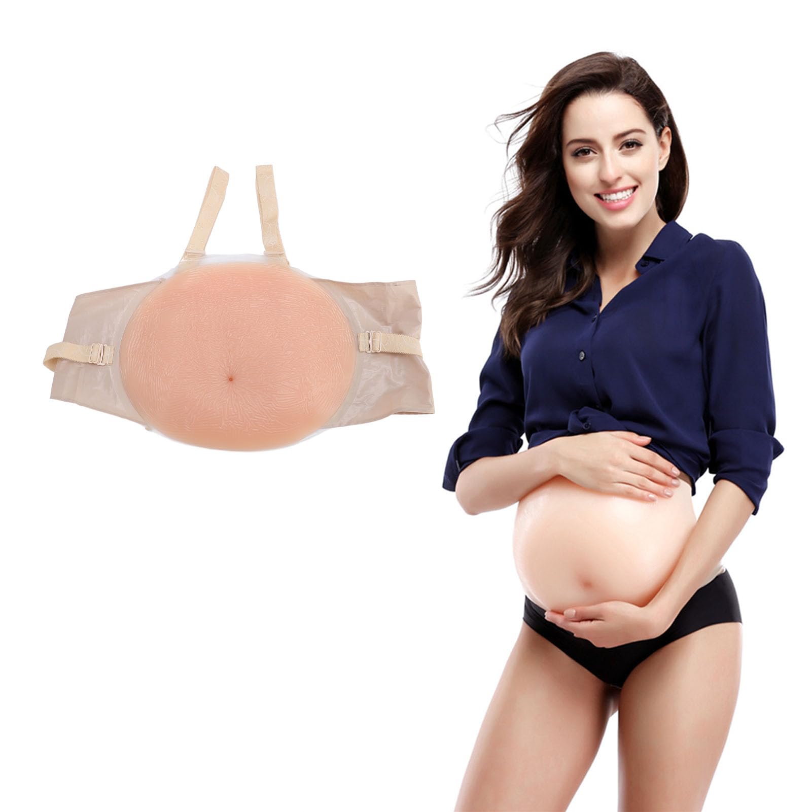 Silikon Schwangere Bauch Schwangerschaft Bauch Fake Künstliche Realistische Haut mit Verstellbarem Gurt für Schwangere Frauen Schauspieler (XXL)