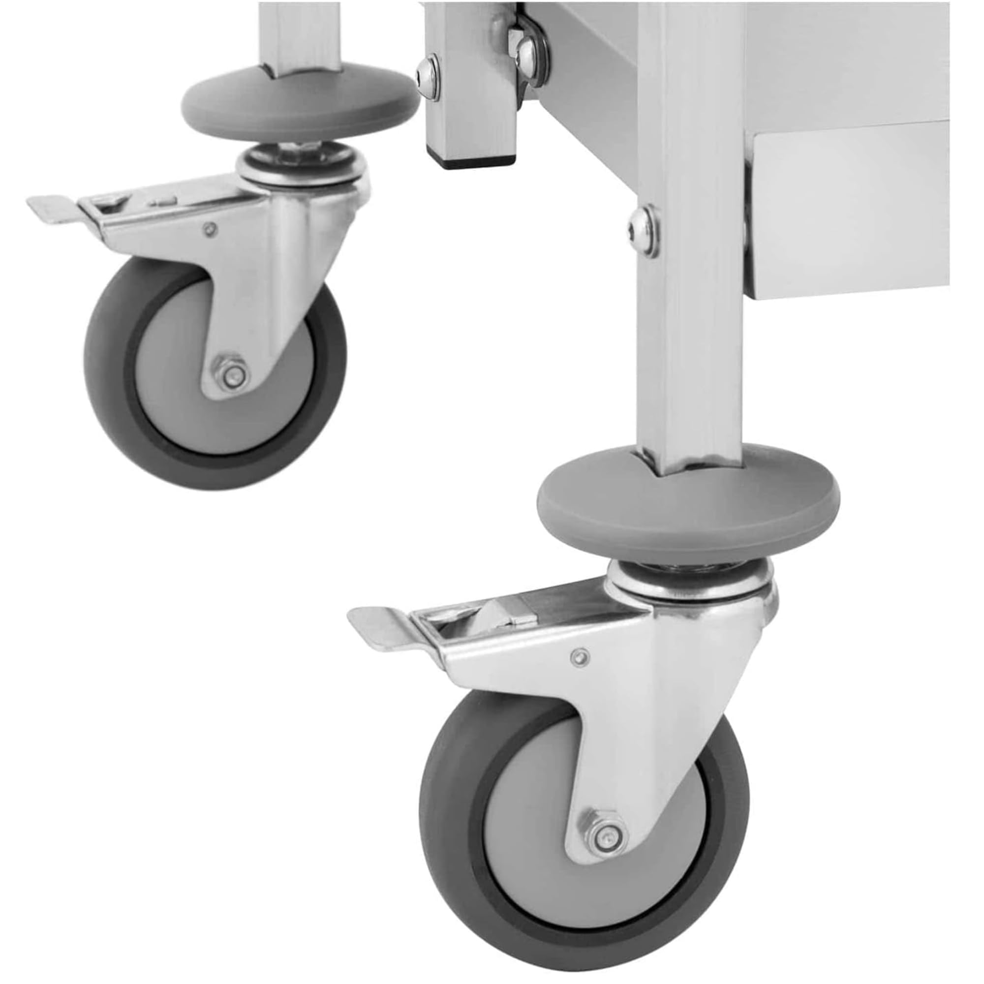 Carrello di servizio pieghevole in acciaio inox, 3 vassoi, 650 × 400 mm, capacità massima 150 kg, ruote 130 mm, con freni per restauro, hotel, comunità (modello compatto – 63 x 40 cm)
