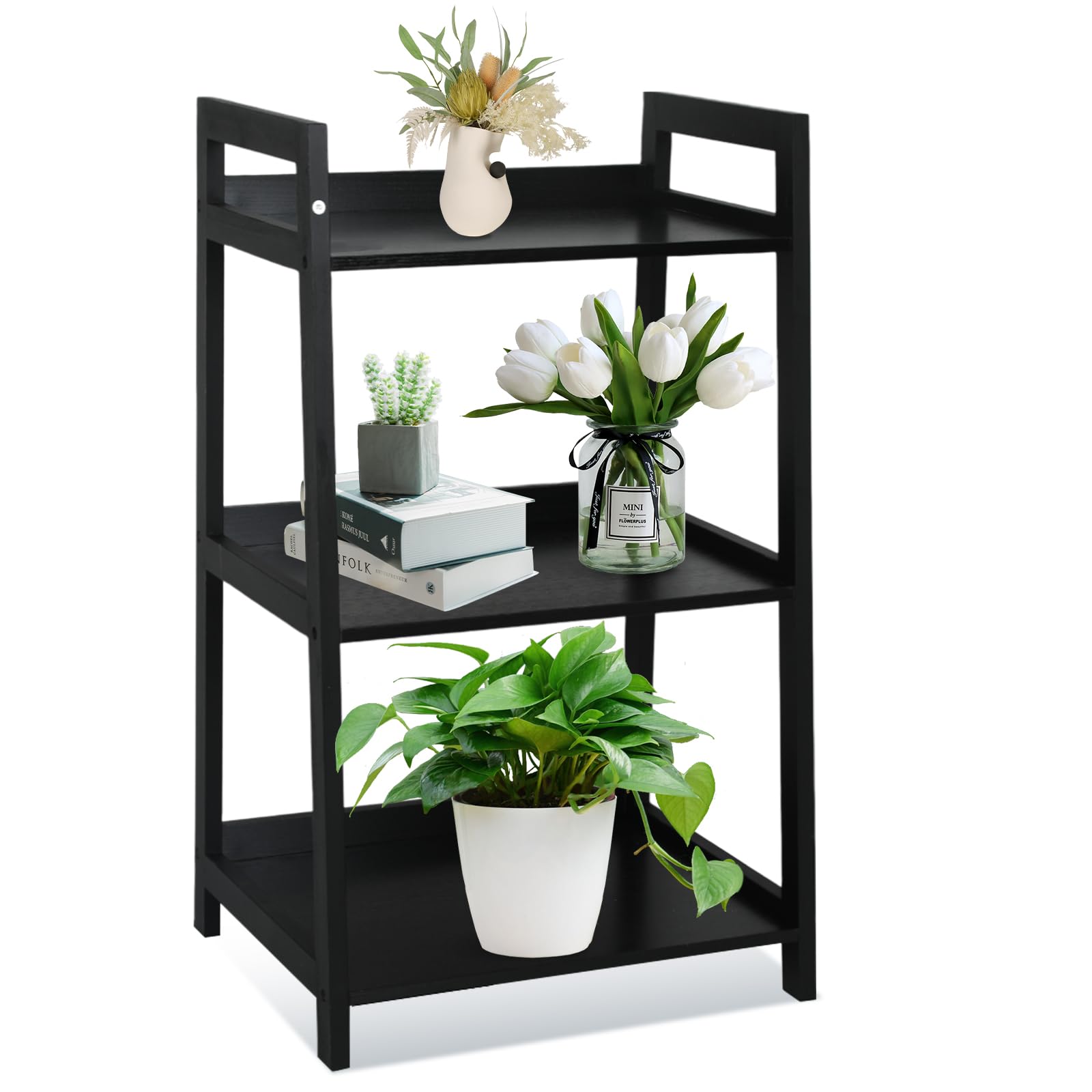3Tier Ladder Shelf Modern Style Shelf, Ladder Bookshelf Open