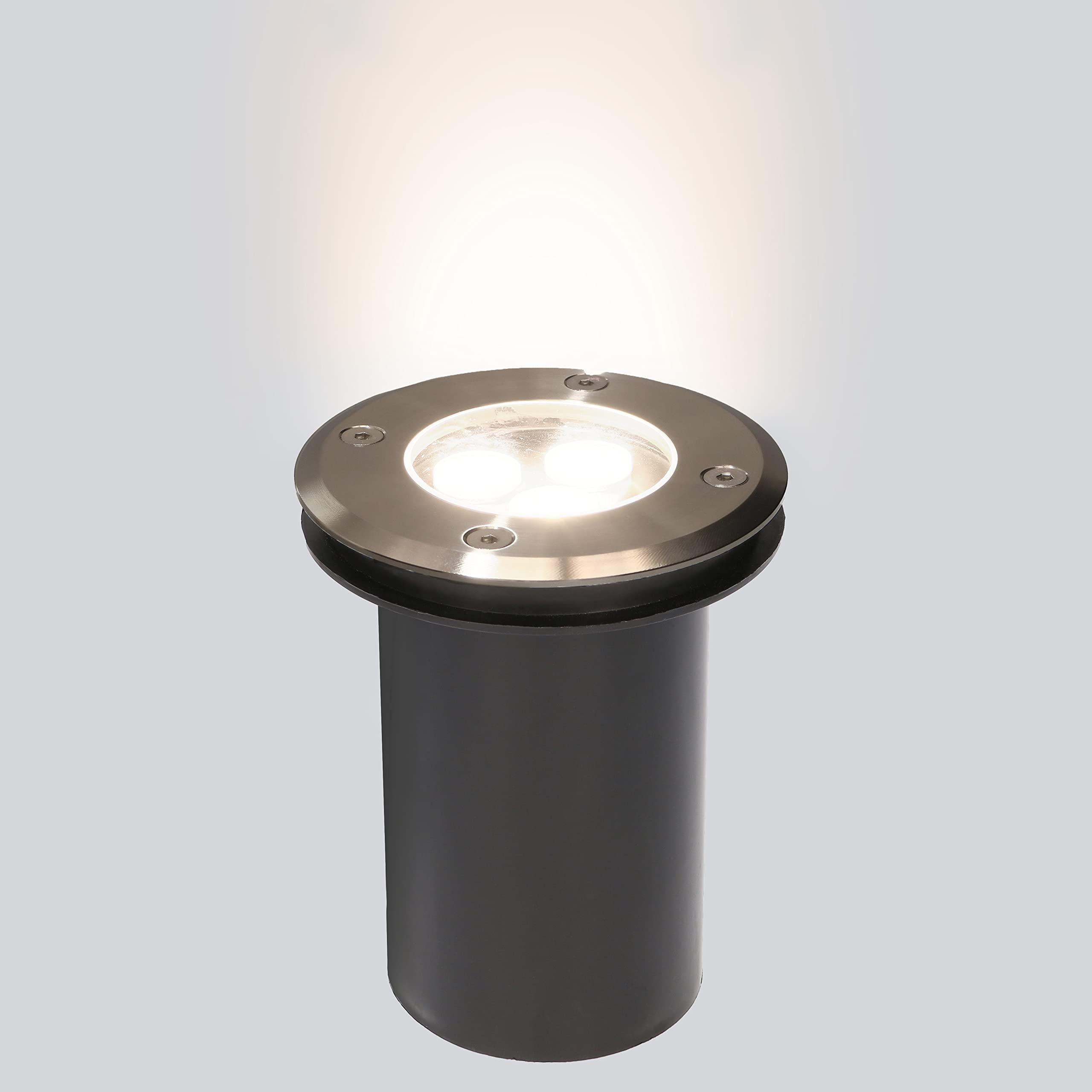 FORLIGHT Ringo - Foco Empotrable de Suelo para Exterior. Foco LED Exterior 11cm de Diámetro Impermeable IP67. Luz LED 2.7W y 229lm Blanco Cálido 3000K. Acero Inoxidable