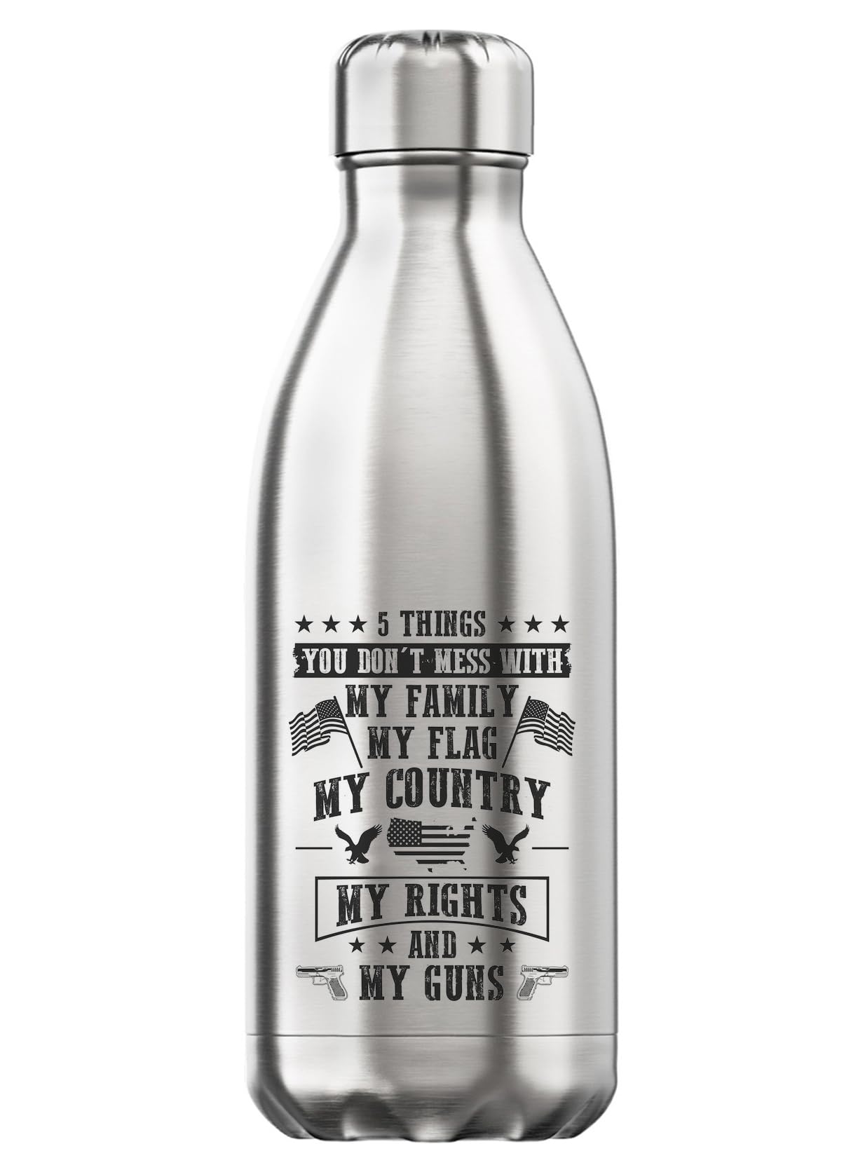 Botella térmica de 350 ml de acero inoxidable sin BPA termo plateado portátil