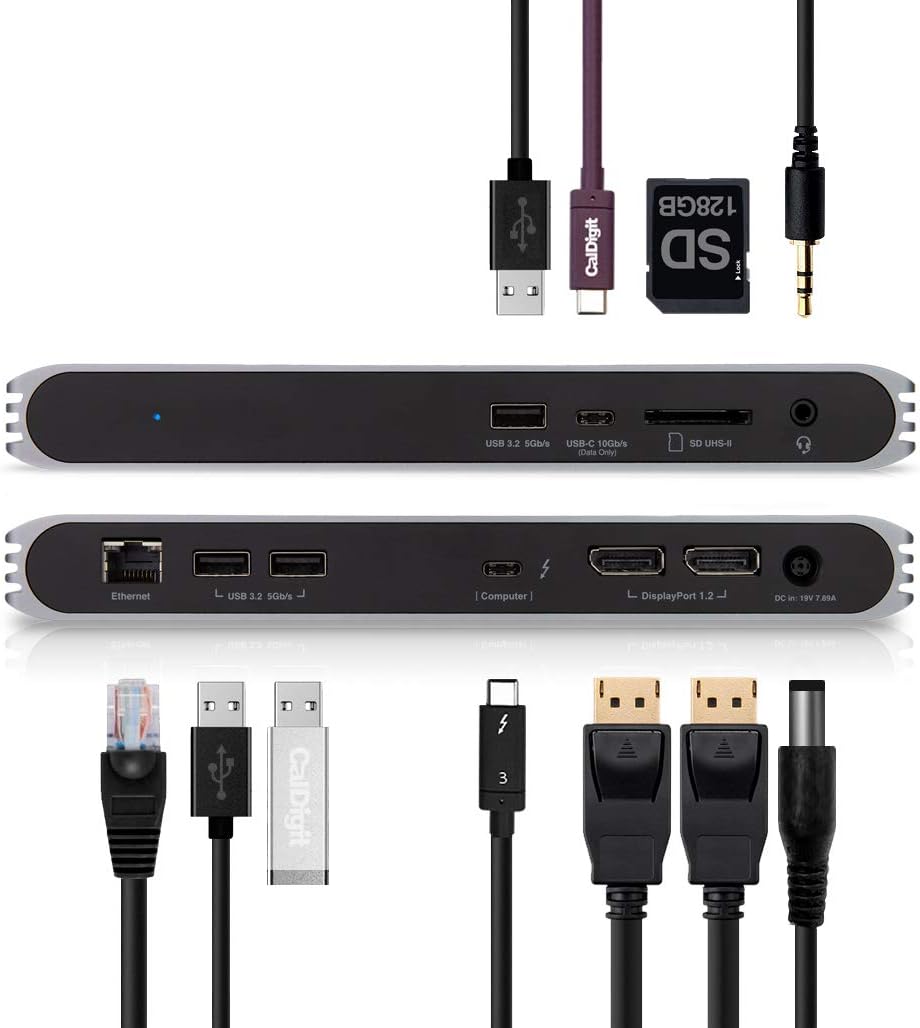 CalDigit USB-C Pro Dock - 2 x DisplayPort 1.2, 85W Charging, Thunderbolt 3, UHS II SD Card Slot, USB Ports, LAN, 3.5mm Audio, USB-C and Thunderbolt 4 Compatible
