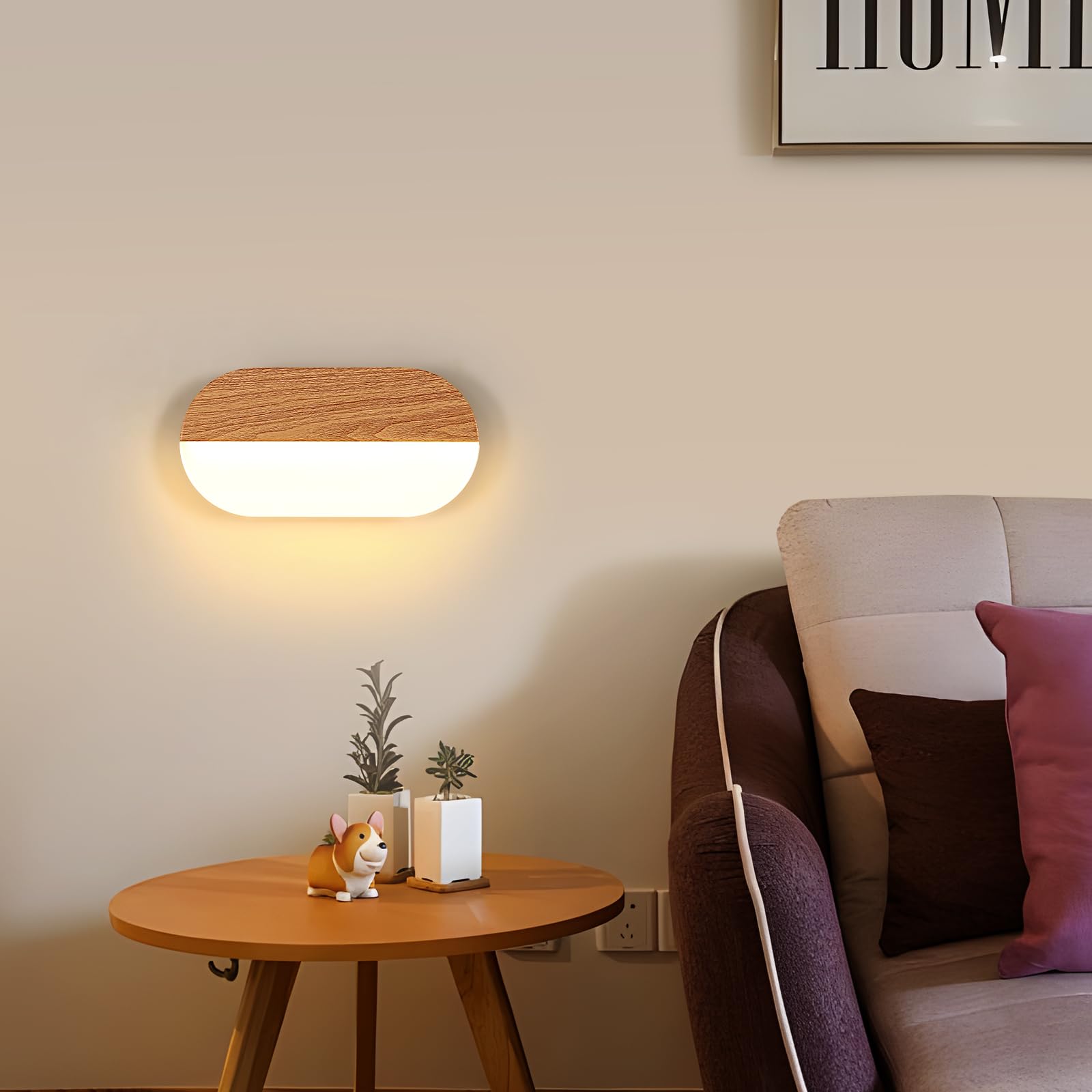 2 Pezzi Applique da Parete Interno LED | Lampada da Parete Moderno in Acrilico Effetto Legno, per Soggiorno, Camera da Letto, Corridoio