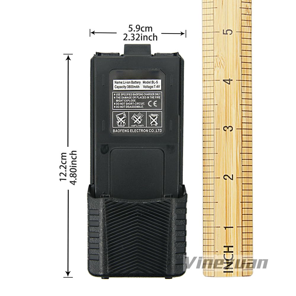 Batterie étendue 3800 mAh BL-5 pour UV-5R UV-5RA UV-5RB UV-5RC UV-5RD UV-5RE BF-F8HP Série Radios Batterie avec câble de Chargeur USB