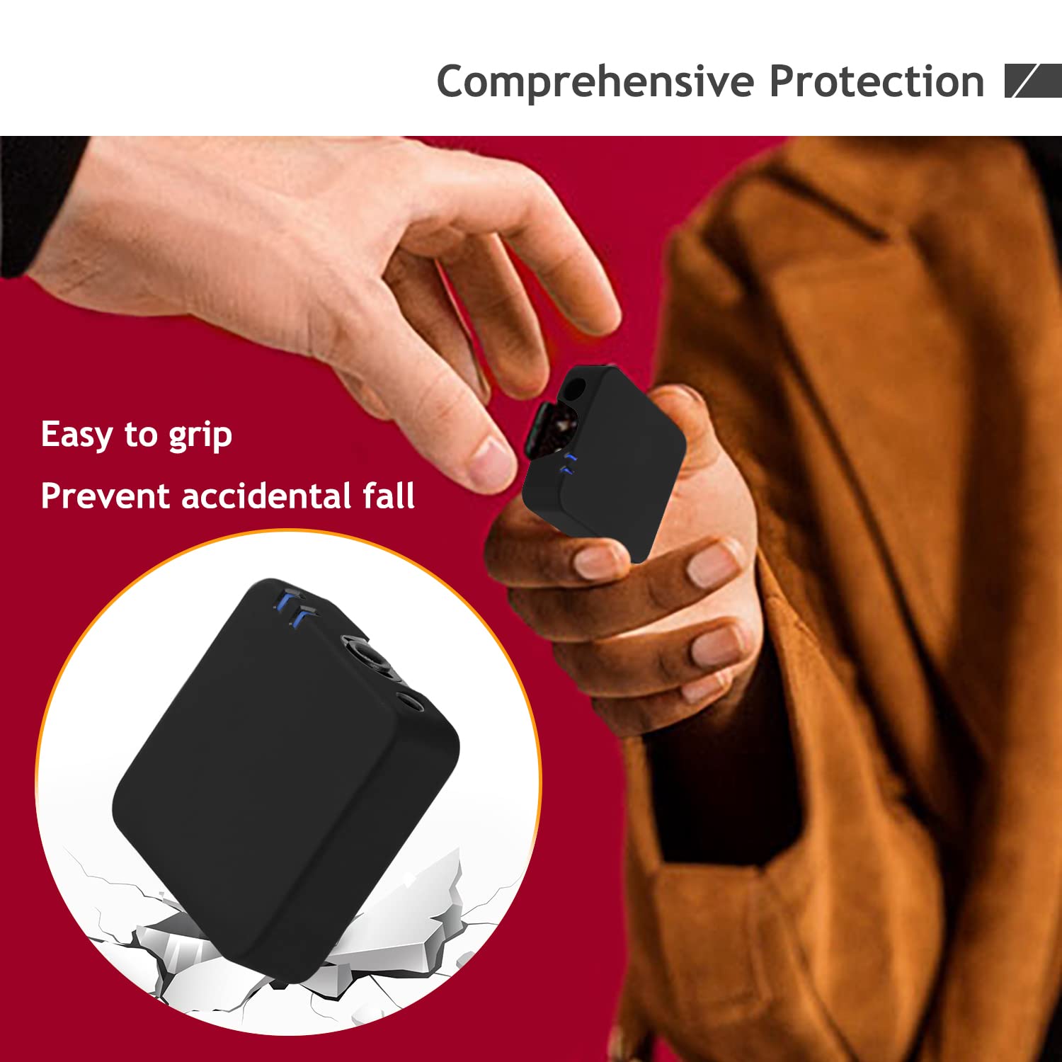 Frgyee Silicone Wireless Case Cover for RODE Wireless GO I II Silicone Protect Case for RODE Wireless GO 1 & 2 Wireless Microphone System (Black) - Image 4