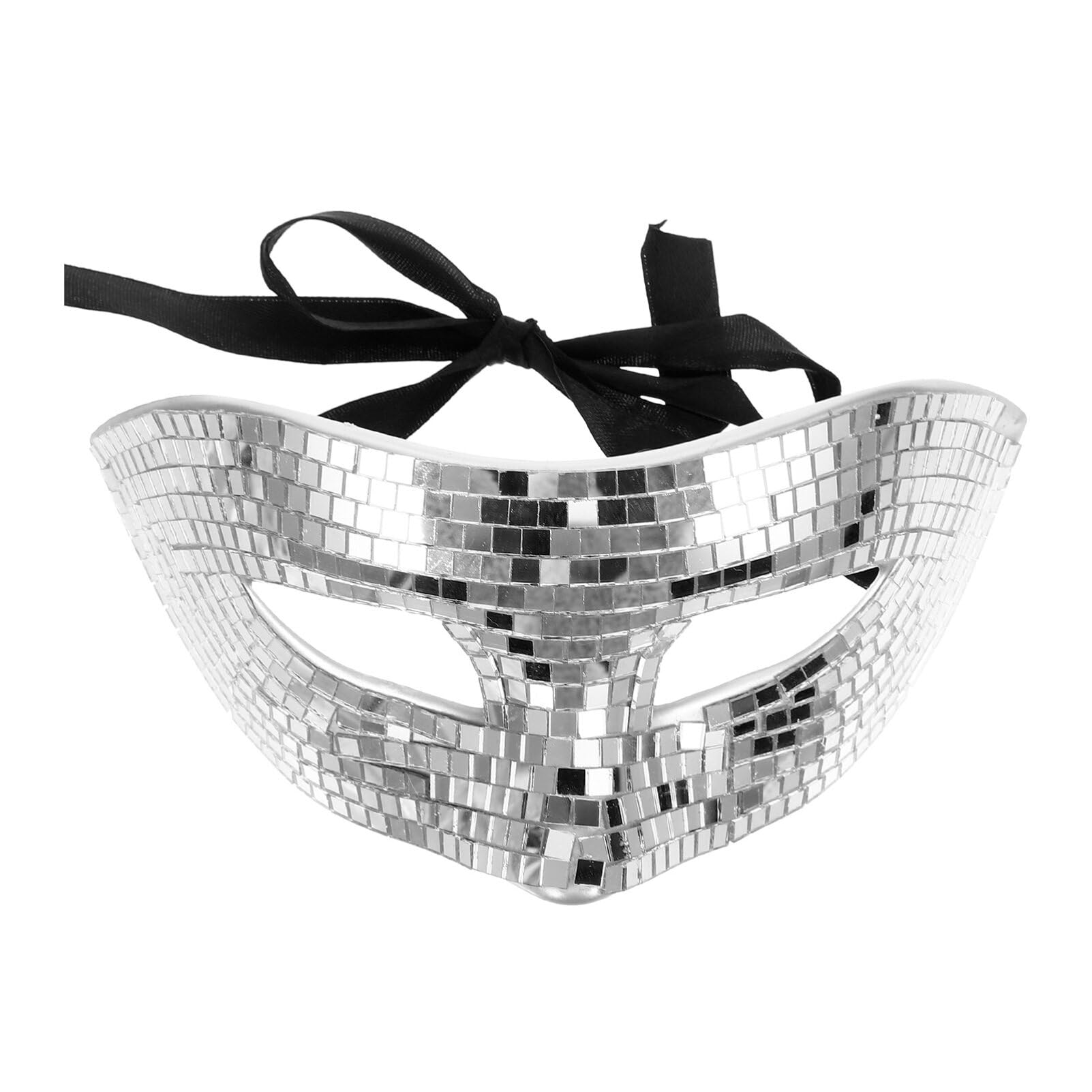 Alipis Disco Ball Glitter Mask Mirror Mask Shiny Music Mask Cool Masks Halloween Masquerade Half Face Mask Mardi Gras Sparkly Eyemask for Party Silver