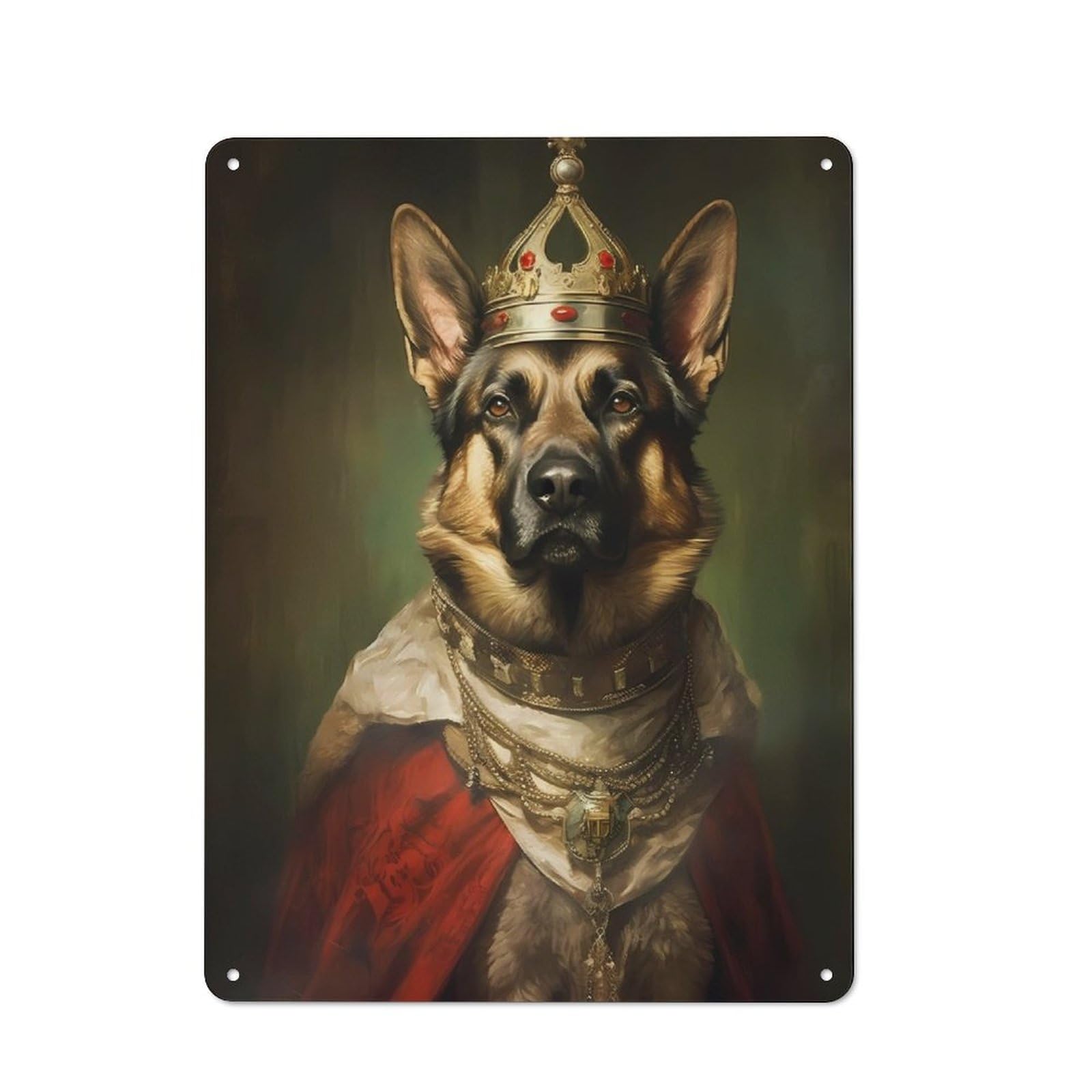 Junmoney German Shepherd King Retro Metal Wall Sign 40X30cm With For Bar Or Restaurant, A Housewarming Gift For Hospitality Decor Collectors