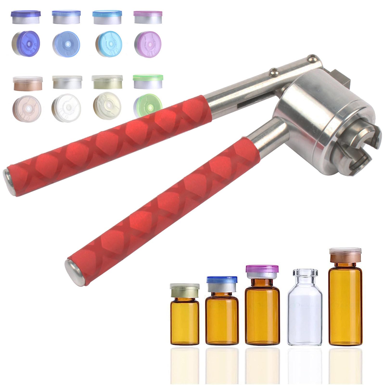Crimpadora manual de viales, máquina prensadora de aluminio para tapas de 13 mm, 15 mm y 20 mm, fácil de usar, herramienta de sellado precisa para aplicaciones médicas