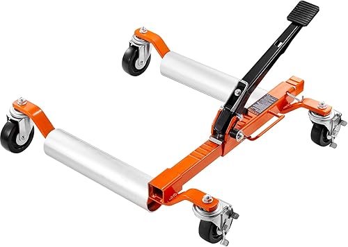 VEVOR Carretilla de ruedas, 1 patín de rueda para automóvil, posicionamiento de vehículo resistente con pedal de trinquete, tipo trinquete para