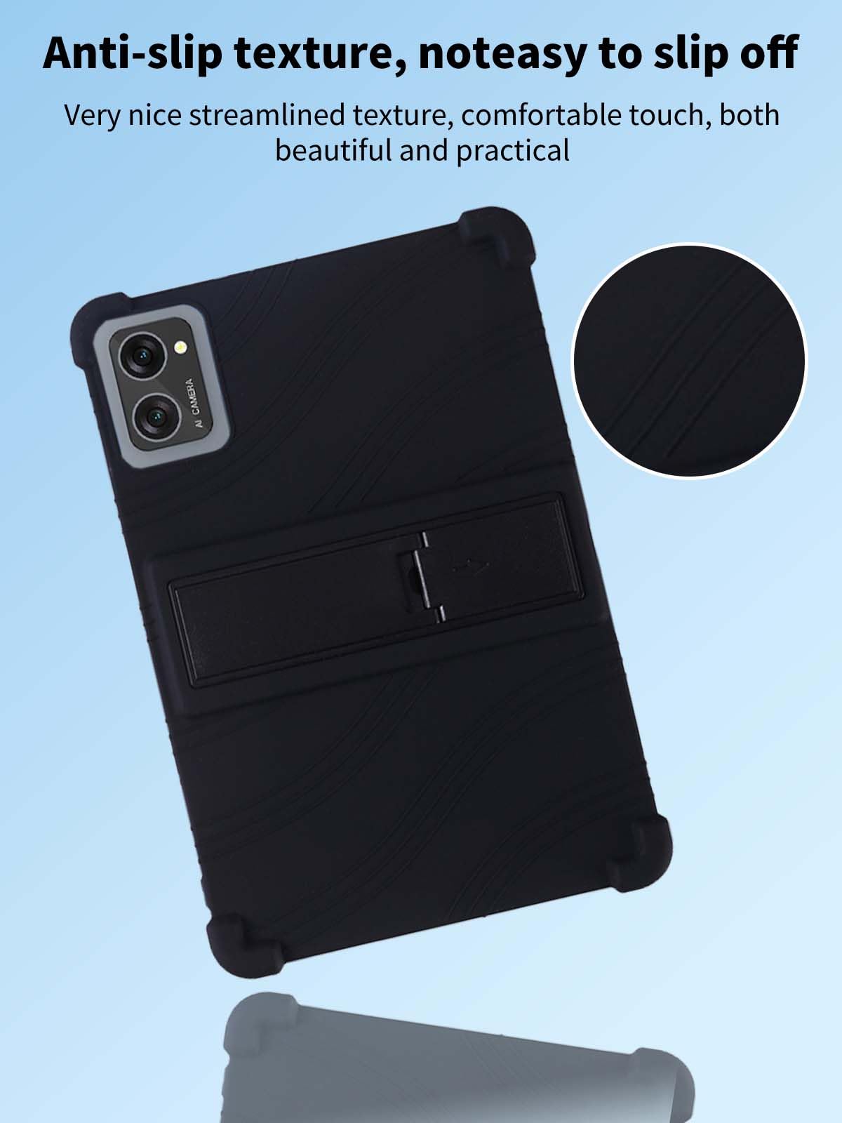 Funda para tablet TABWEE T20 de 10.1 pulgadas, funda protectora para tablet TABWEE T20, soporte ajustable, silicona suave, funda de protección de silicona para NOUKAJU TABWEE T20 (negro)
