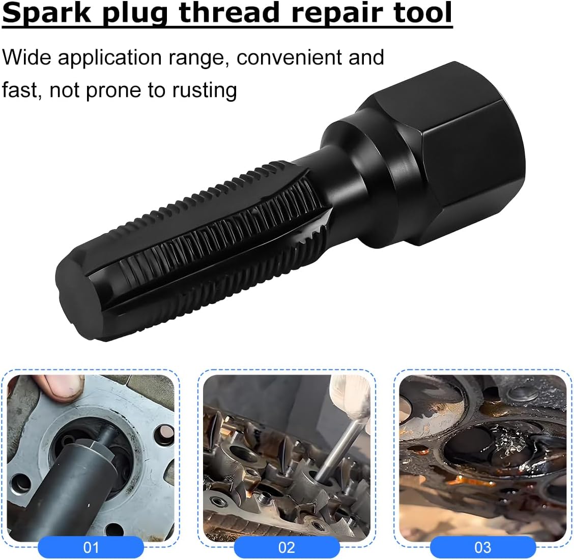 14mm Car Cylinder Head Rethreaded Kit, 3/8 inch Drive Socket