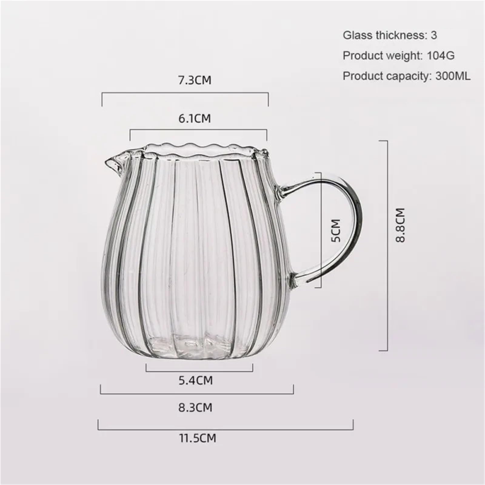 Jarra de leche vidrio a rayas, separador café, té la, jarra espuma transparente con mango, 2 uds Para Espumar(11.5 * 8.8cm)