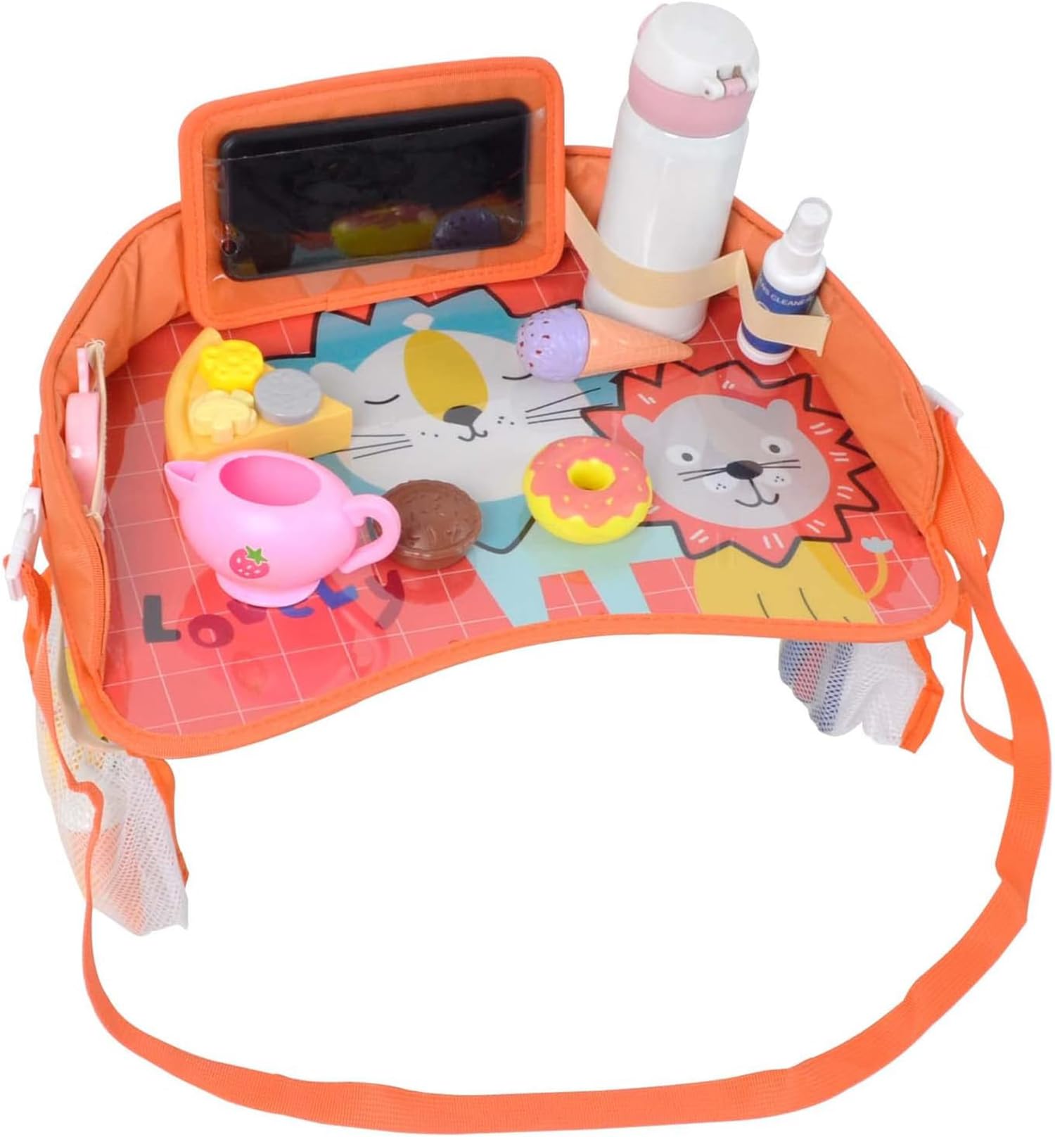 Sponsored Ad – Excefore Kids Travel Tray Car Seat Activity and Play Tray Organizer for Children and Toddlers Lap Desk with Tablet Phone Holder Waterproof and Foldable (Orange)