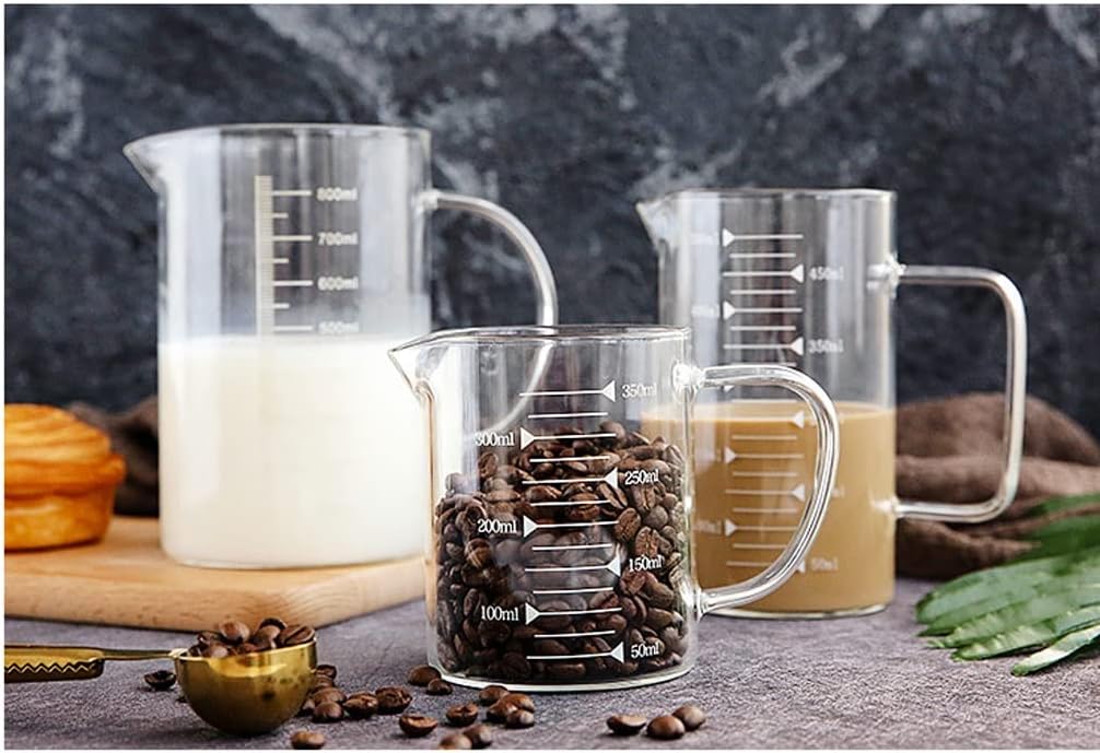 Glass Measuring Cup With Scale Milk Cup High Temperature Resistant Household Kitchen Baking Beaten Egg Cup Measuring Water Cup Cups (Size : 1000ml) (One Color 350ml)