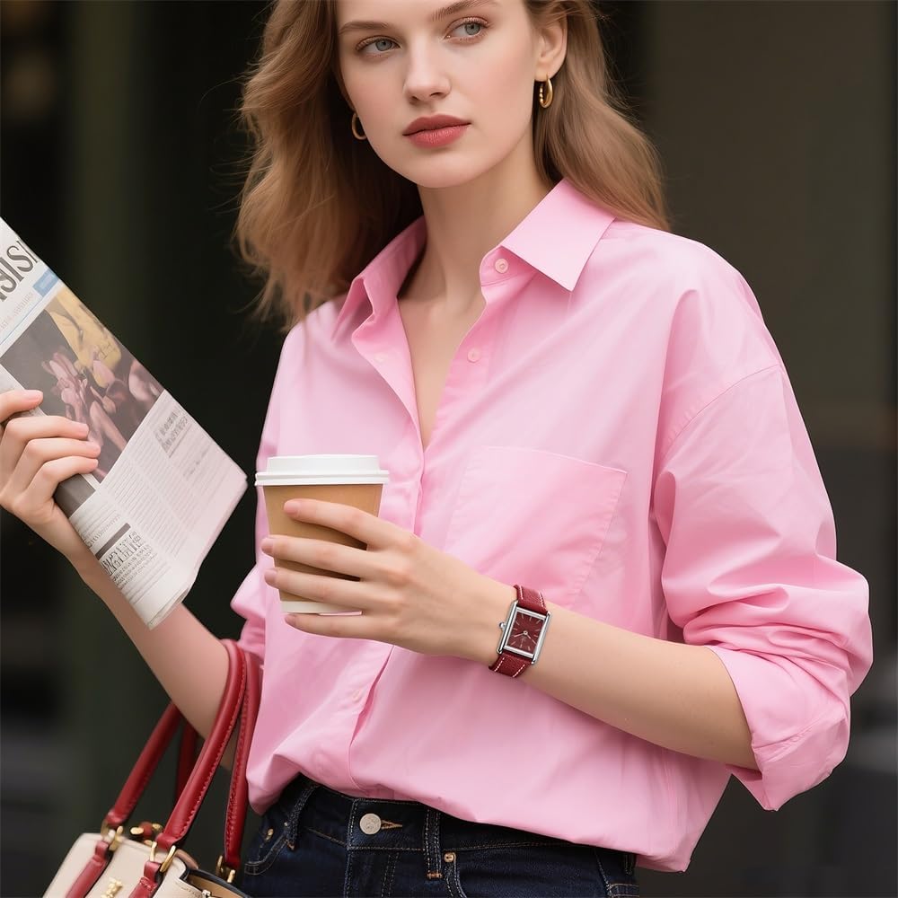 SHENGKE Minimalist Vintage Square Watches for Women with Leather Strap - Image 2