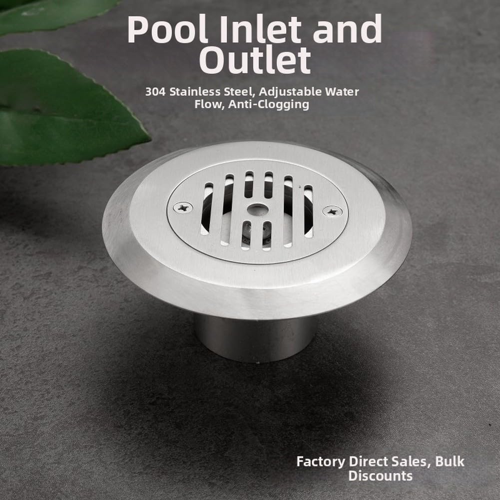 304 Edelstahl-Pool-Ablauf-Einlassauslass, verstellbarer Wasserdurchfluss für Fischteich (Typ 63)