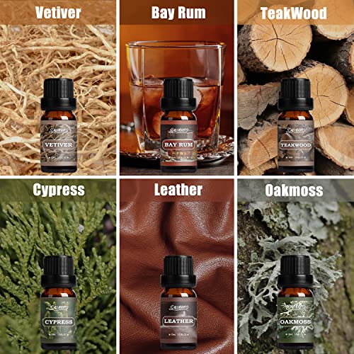 SALUBRITO Essential Oils Set for Men, Fragrance Oil Set for Diffuser and Home, Woody Aromatherapy Oil 12 x 10 ml, Vetiver, Frankincense, Sandalwood, Cypress Essential Oil and More - Image 3