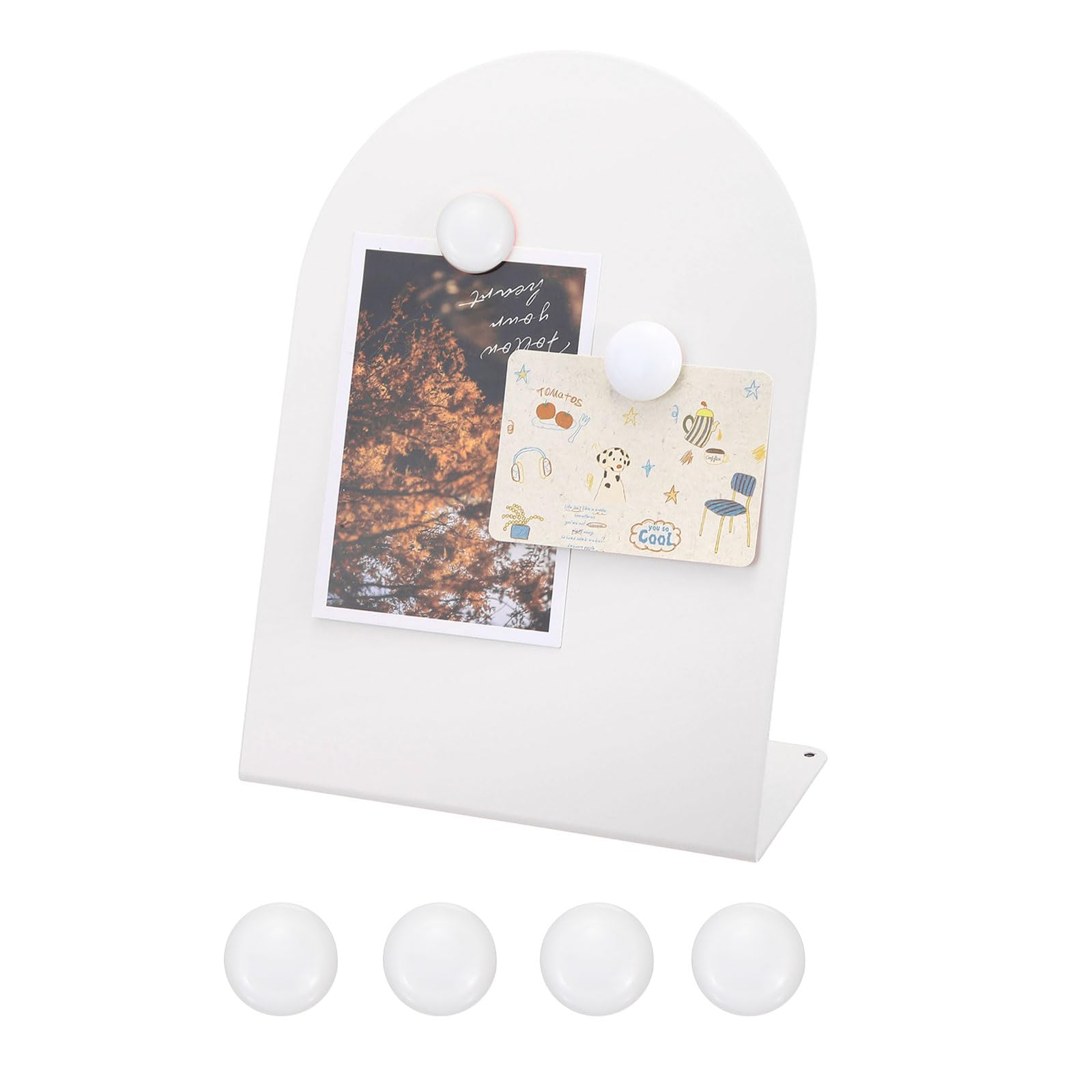 PATIKIL Magnetic Bulletin Board, Metal Magnet Board Tabletop Memo Display Easel Stand with 4 White Magnets for Home Office Kitchen Restaurant Cafe Supplies, White