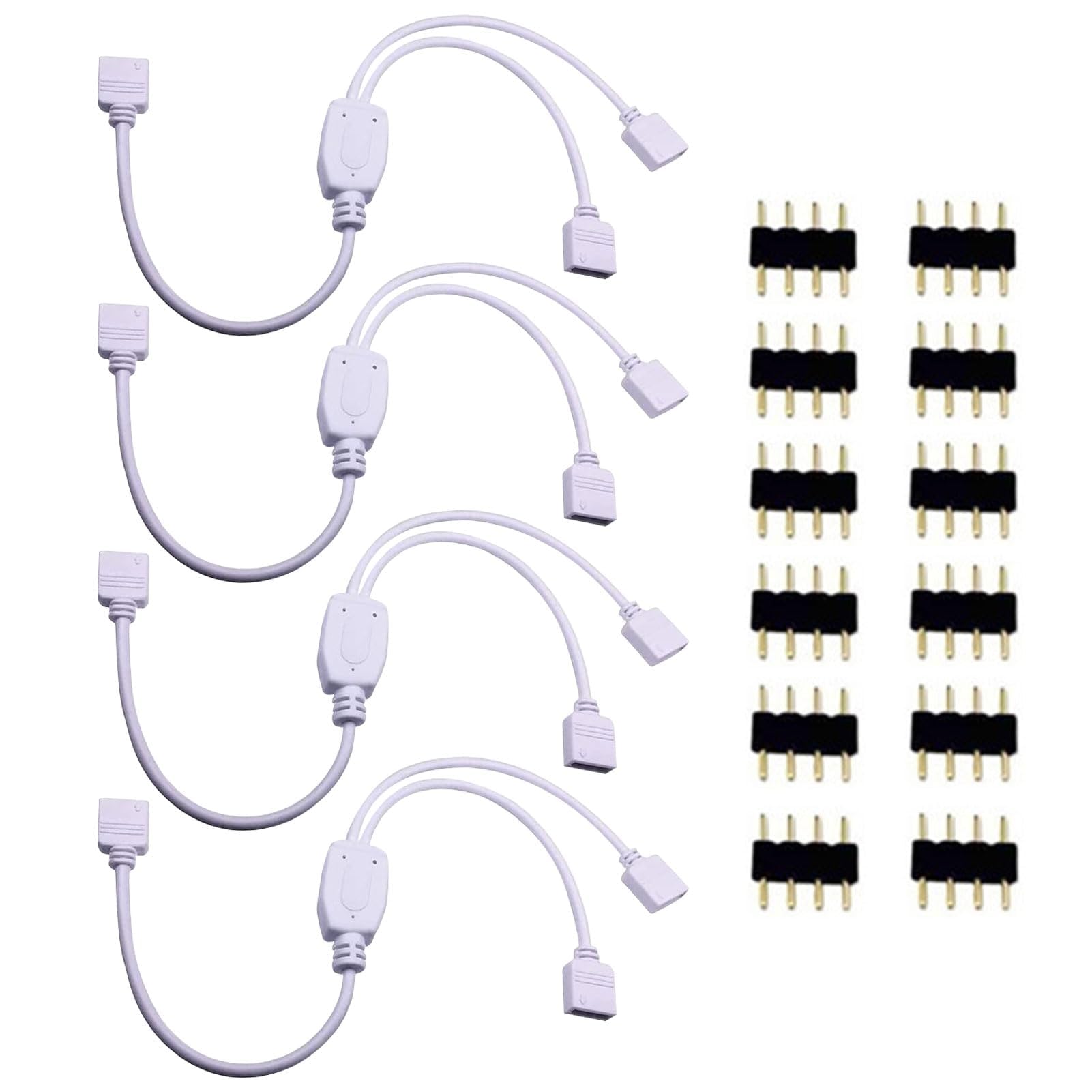 Câbles répartiteurs LED RVB 4 broches, connecteurs de bande lumineuse, répartiteur d'angle 4 broches, 30 cm Blanc