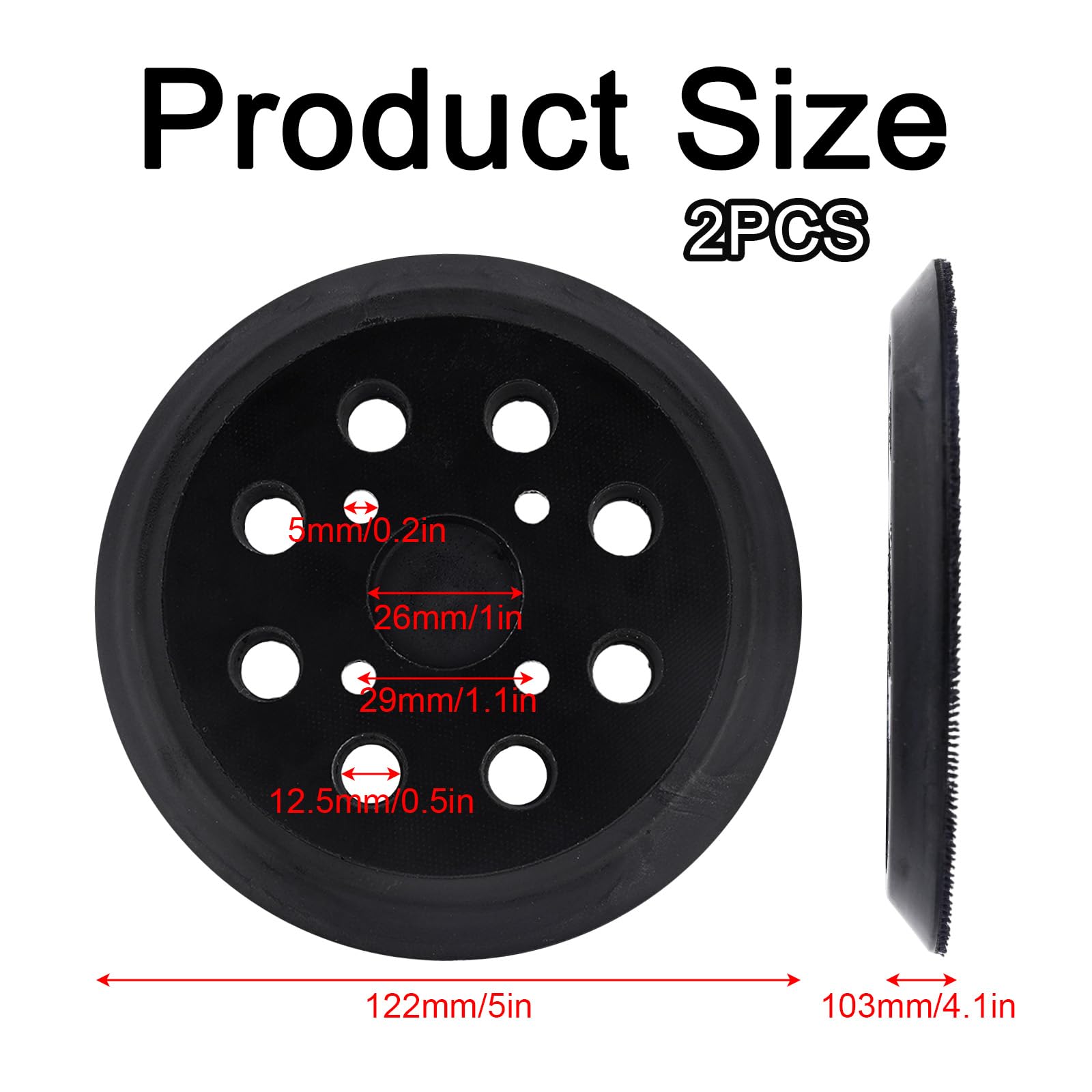 2pz Platorelli per Levigatrice Orbitale da 5in a 8 Fori, Codice OE# 51-36-7100 Compatibili con 6021-21 6034-21 2648-20 2648-21 per Ridgid R2501 R2600 e Altre Levigatrici Roto-Orbitali