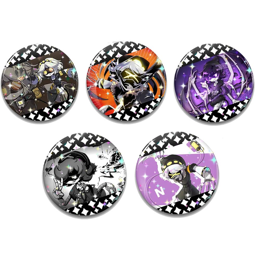 Murder Uzi Drone Tinplate Badge, 5 Pieces Uzi J N Cyn Figure Brooch, Cartoon Cool Pins, Metal, Murder Dron Cyn Cosplay Accessories