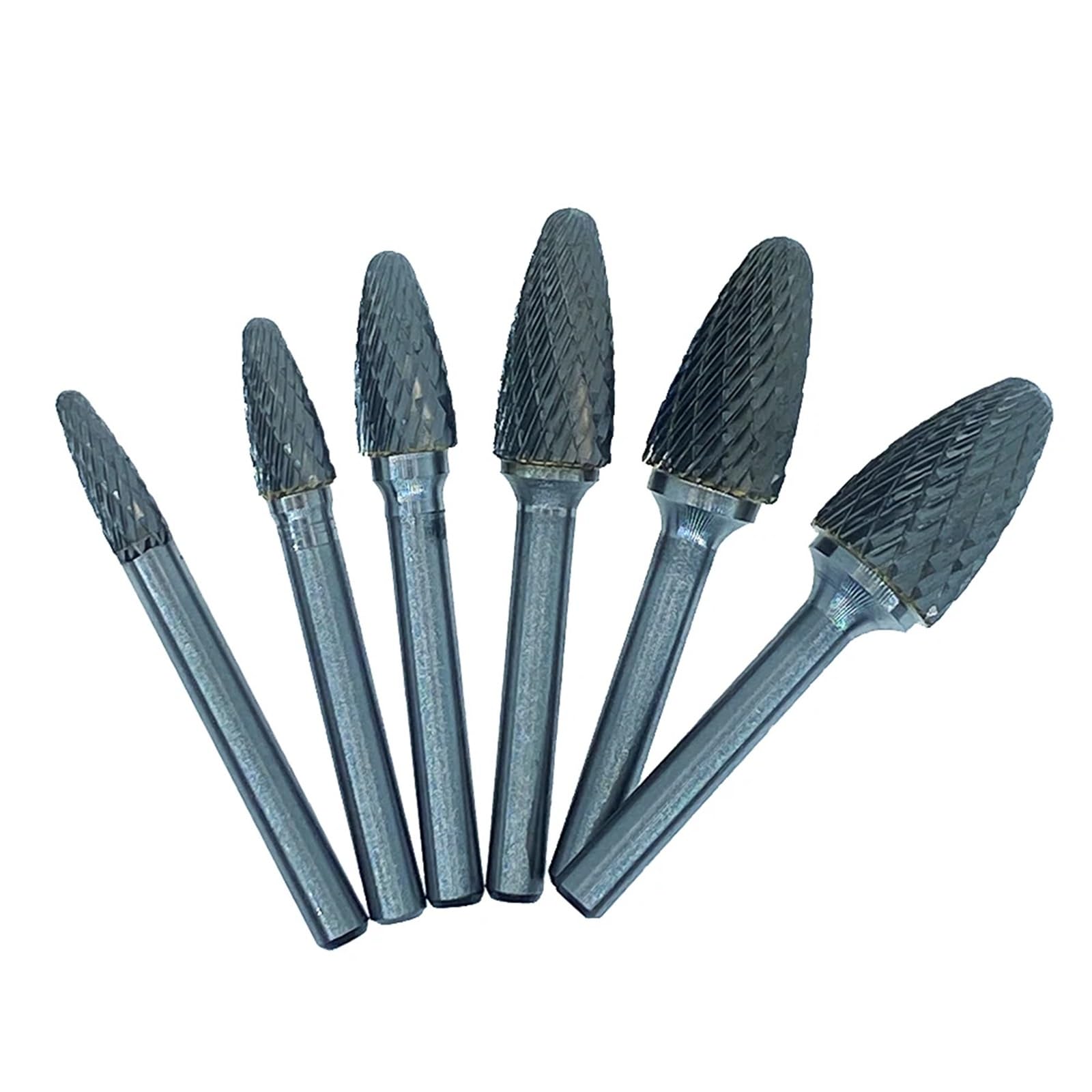 6 mm głowica FX z węglika wolframu obrotowe narzędzia do frezowania rzeźbienia bity narzędzia punktowe szlifierka matryca ścierne do metalu (6 szt. (FX06-16))