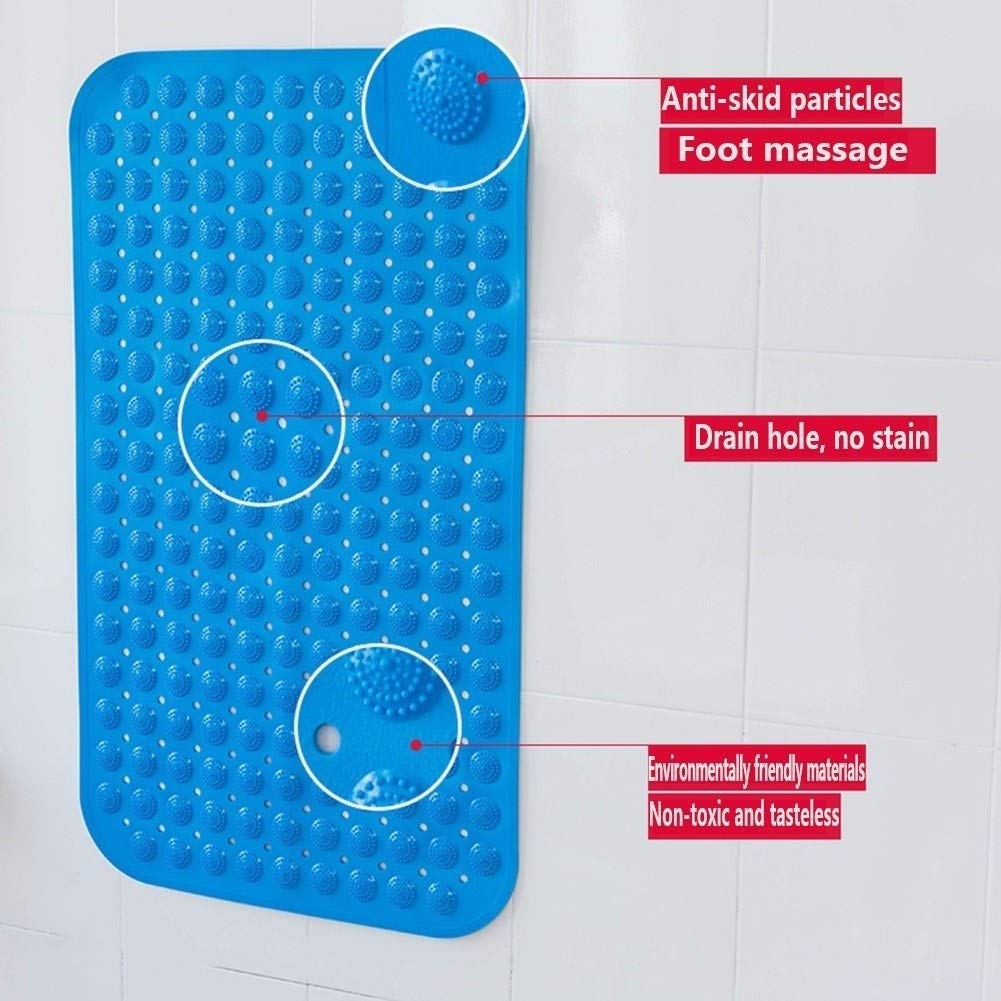Alfombrilla de ducha de PVC antideslizante ecológica – Alfombra de baño suave antideslizante en 9 colores y 5 tamaños, 100 x 40 cm, azul #A para un uso seguro y cómodo
