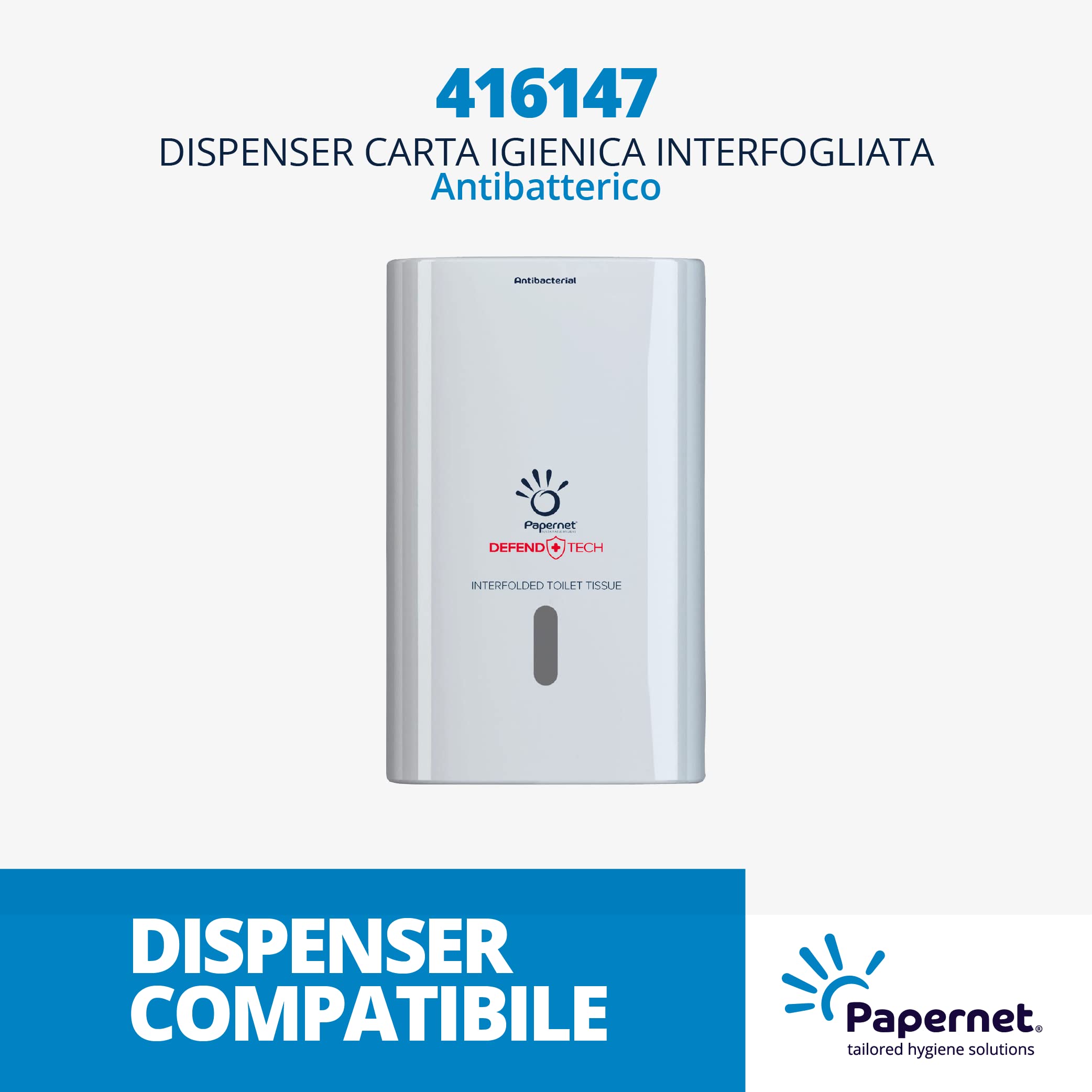 Papernet - Carta Igienica Interfogliata 402598, Realizzata in Pura Cellulosa, Due Veli, 224 Servizi per Clip, Dimensioni Servizio 21x11 cm, Dimensioni Piegato 11x10,5 cm