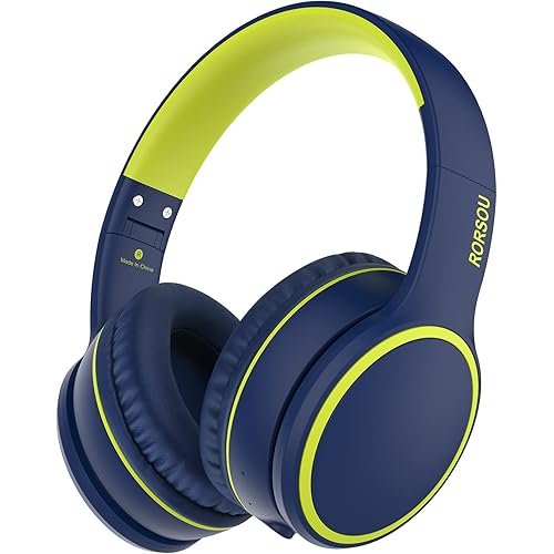 RORSOU B10 Wireless Bluetooth Over-Ear Headphones, Lightweight Folding Stereo Bass Headset with Mic, 50H Playtime, Volume Control, Bluetooth 5.3 Headphones for iPad/Travel/Tablet/PC (Blue)