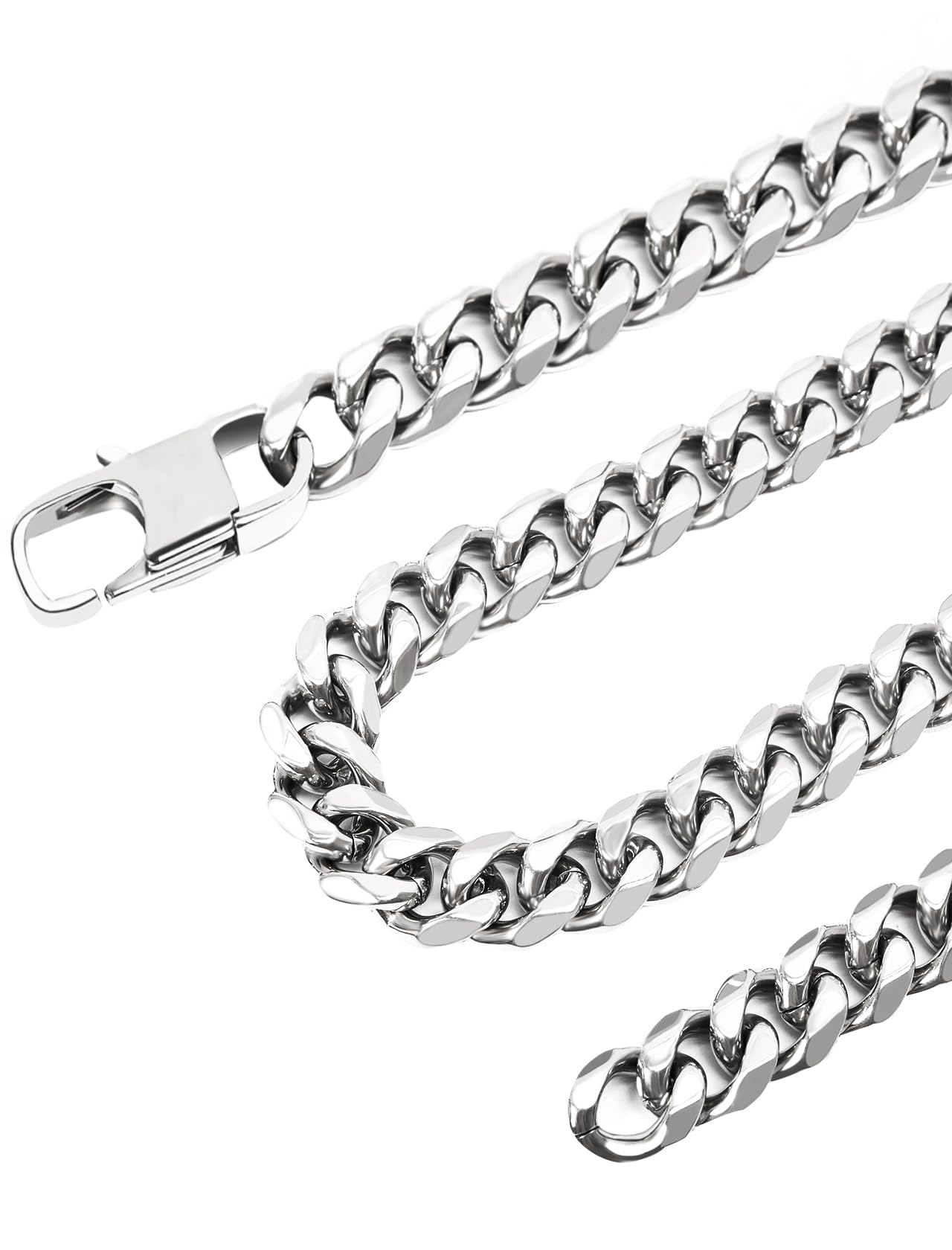 Inscca Halskette Herren Silber Ketten für Herren Edelstahl Kubanische Kette für Jungs Panzerkette Damen 3/6/9/12mm Dünn/Massiv Chirurgenstahl 316L Edelstahlkette Hip-Hop 45/50/55/60/65/70/75 cm