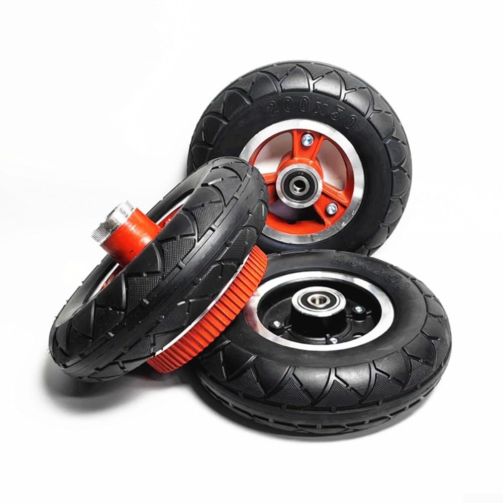 Rueda trasera de 8 pulgadas accionada por correa para scooter eléctrico de 200 x 50, neumático de goma sólida con borde de aleación de aluminio, compatibilidad de eje de 10 mm para un desplazamiento