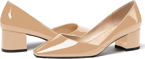 Vista 6 de MODENCOCO Zapatos formales de tacón bajo para mujer, con puntera cuadrada, de 2 pulgadas