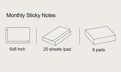 Miniatura 2 de UNIQUE HM&LN Notas adhesivas de 4 x 6, bloc de notas adhesivas semanales, bloc de notas grandes para la escuela, oficina en casa, autoadhesiva y