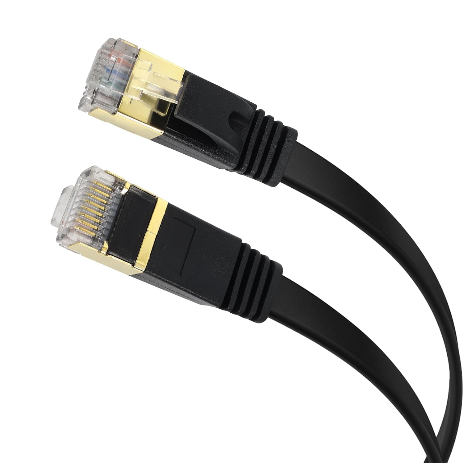 Cat7 High Speed Ethernet Cable, Flat LAN Patch Cable, 1000MHz, S/FTP Shielded RJ45 Connectors with Golden Plugs for Router, Modem, Gaming, Home Office,Faster Than Cat5/Cat6, 20ft, 5pk